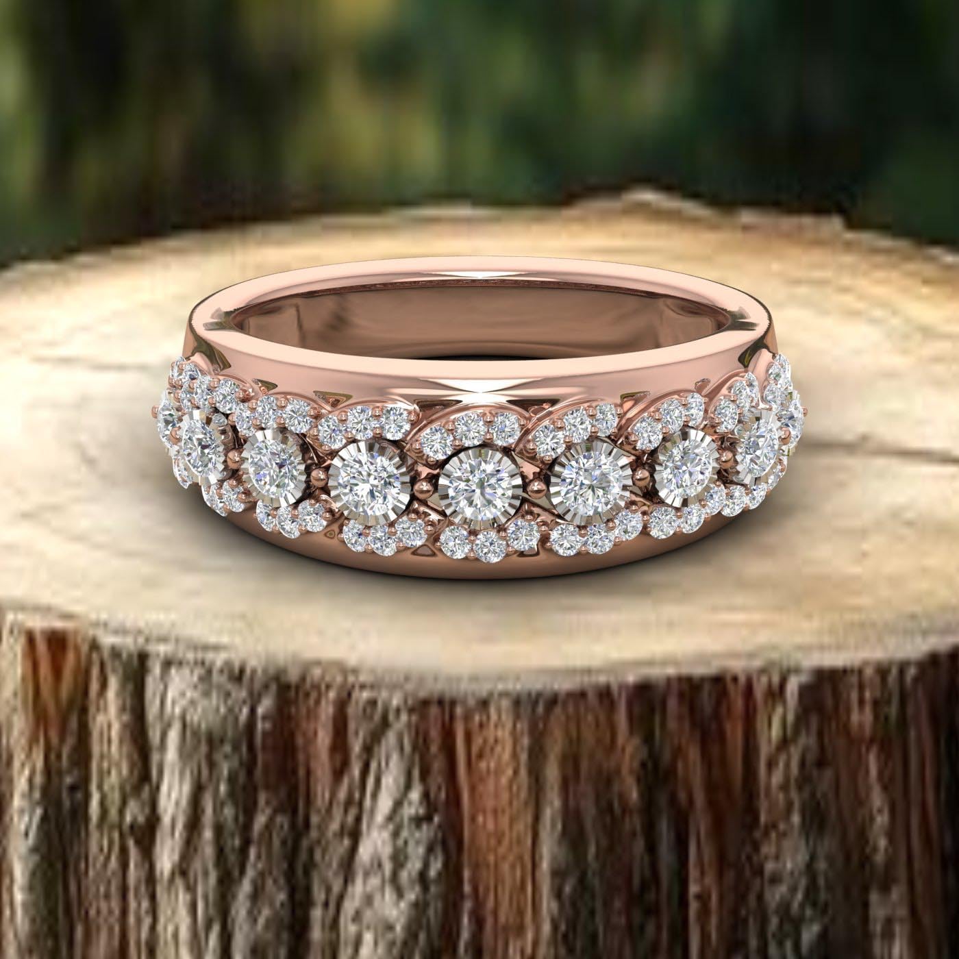 1/2 Carat Diamond Wedding Band Ring in 925 Sterling Silver or 18K Yellow Gold over Sterling Silver