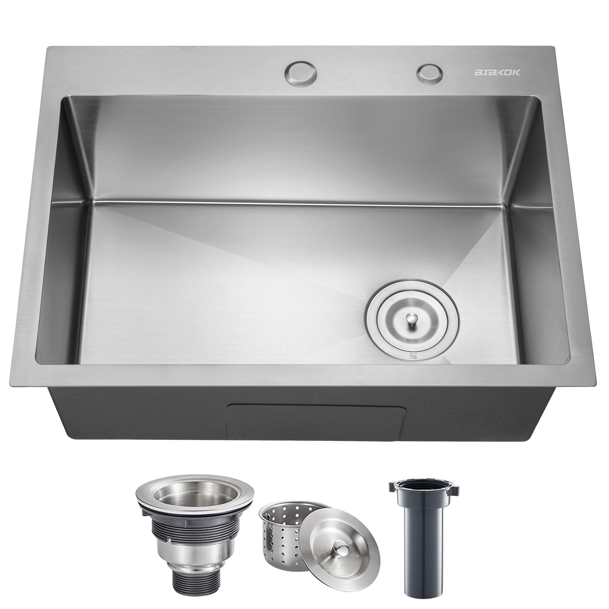 Sponsored Ad - Kitchen Sink 24x18 Topmount Single Bowl Drop-in Sinks 304 Stainless Steel Handmade Home Bar Outdoor RV Sinks Brushed