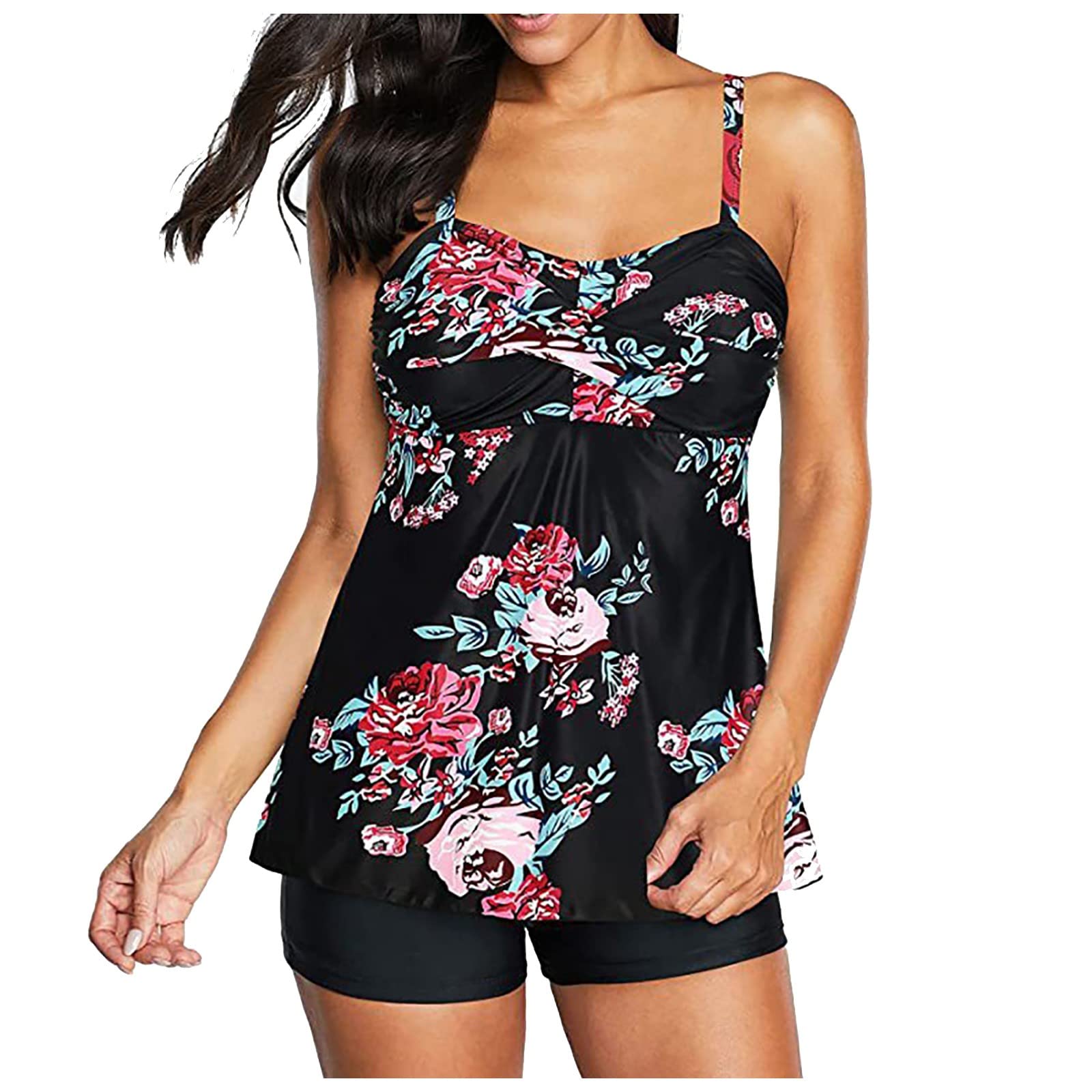 Women's Leaf Floral Printed Bikini Split with Bra Pads and No Steel Bra Swimsuit