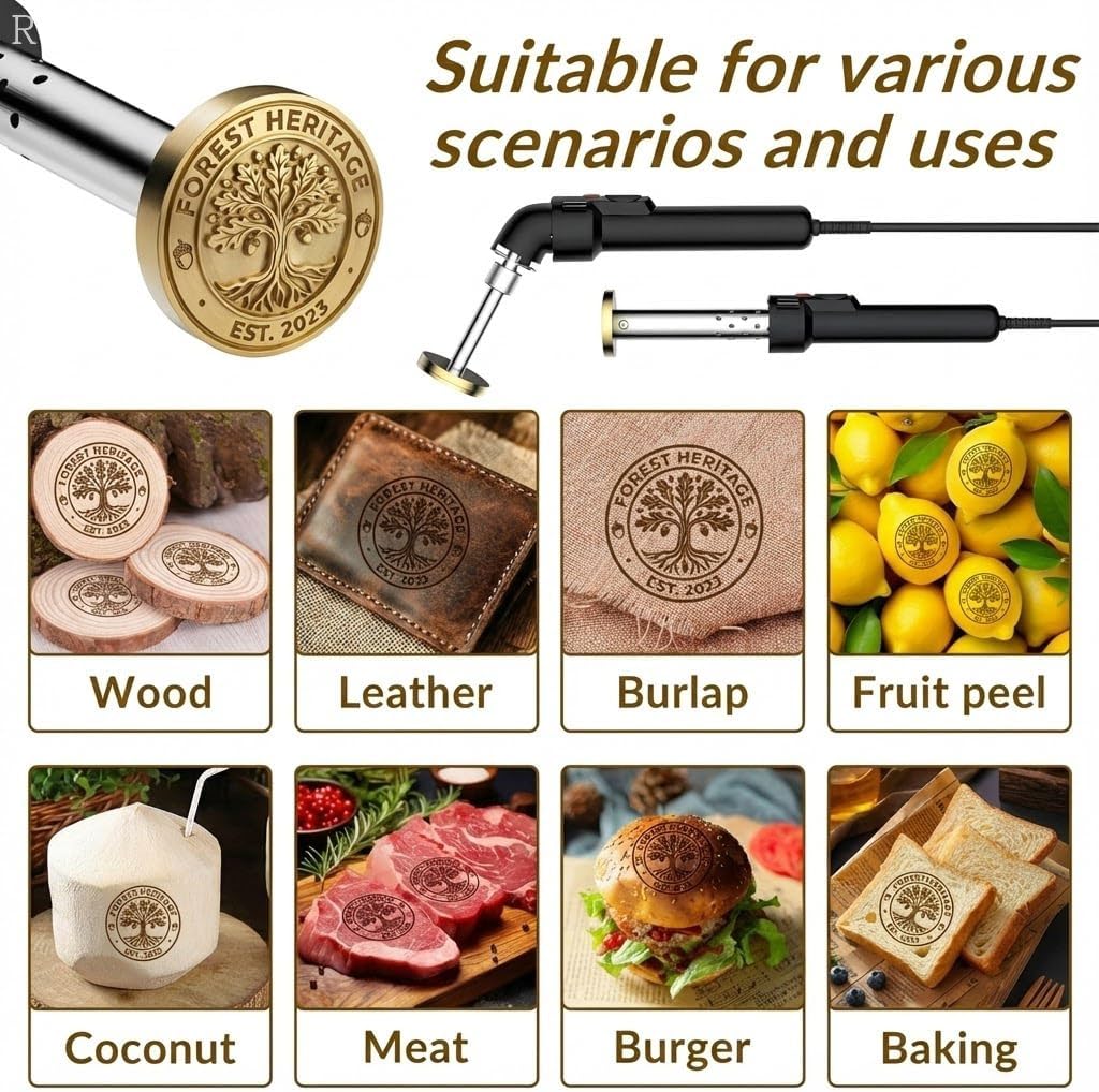 Custom Electric Branding Iron for Wood & Leather - Temperature Controlled Wood Burning Stamp Kit, Personalized Metal Letter Stamp for Food, DIY Woodworking Tools, Gifts for Men, Dad, Craftsmen