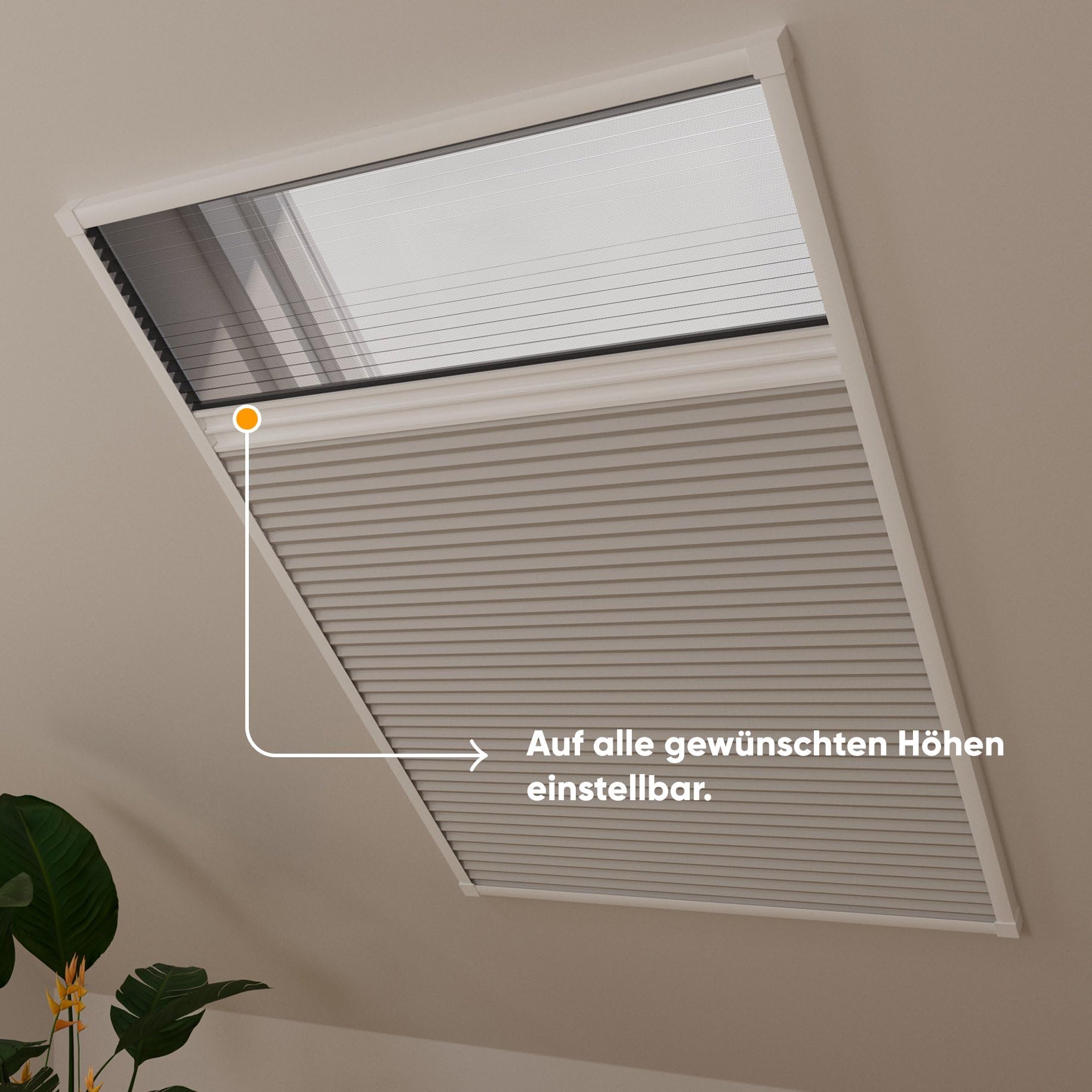 DTCH® Dachfenster Plissee mit Insektenschutz, grau, 80 x 120 cm | Verdunkelung und Fliegengitter in einem, Wabenfalte silberbeschichtet, Hitzeschutz, Aluminium-Rahmen, kürzbar