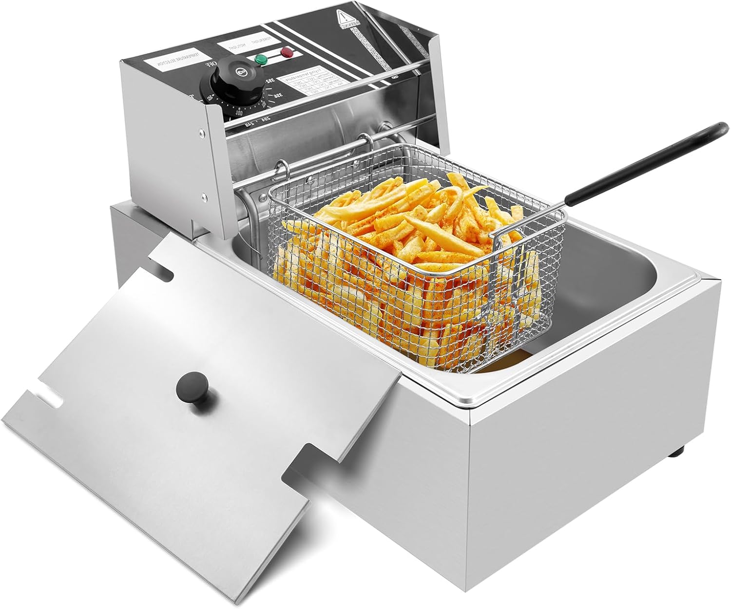 Commercial Deep Fryer, 2500W Electric Countertop Fryer with Basket, 11.4QT Stainless Steel Oil Fryer, with Temp Control, for Kitchen Restaurant Use