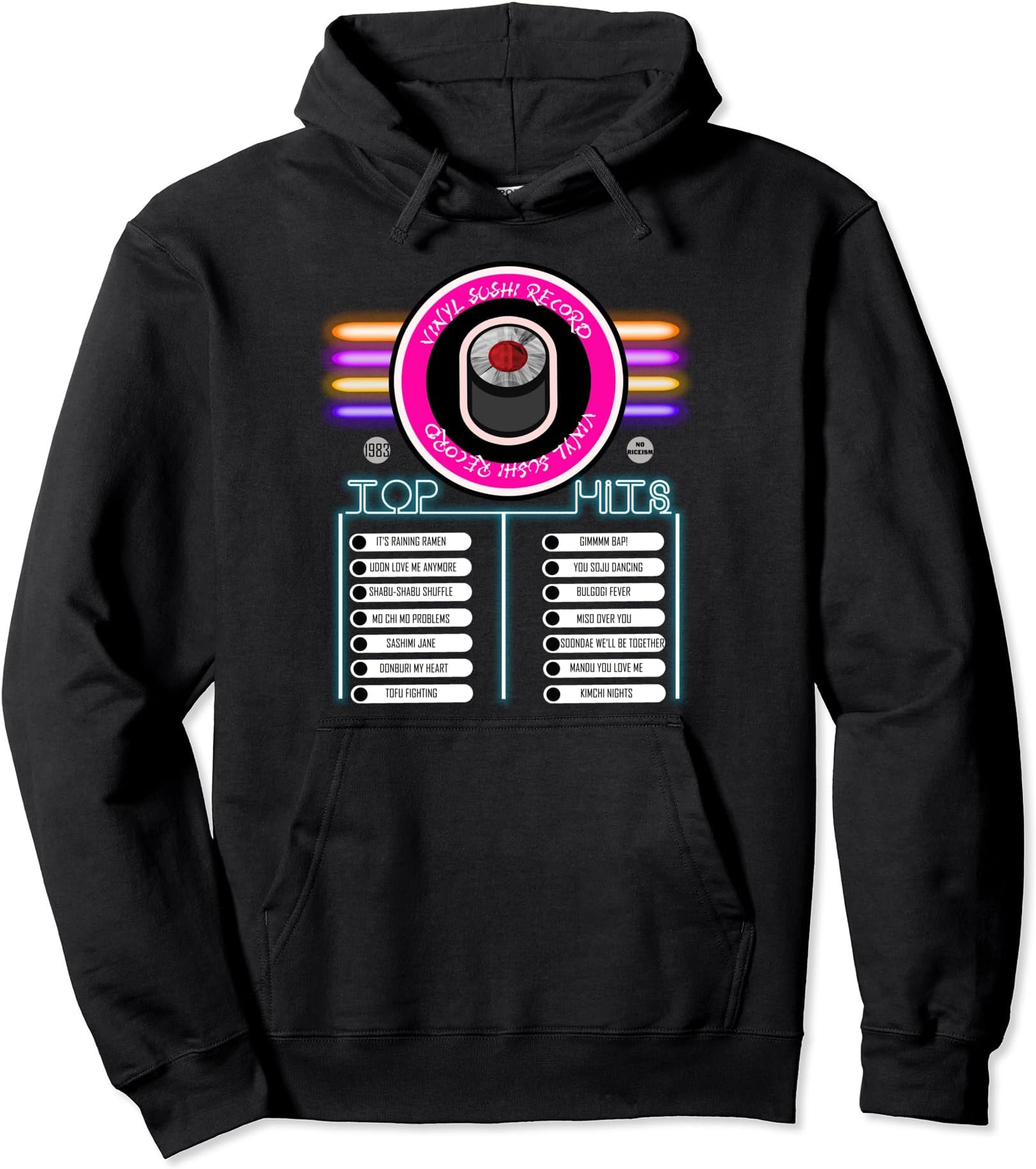 80's Top Hits Asian Foods Cute Kawaii Graphic Design Pullover Hoodie