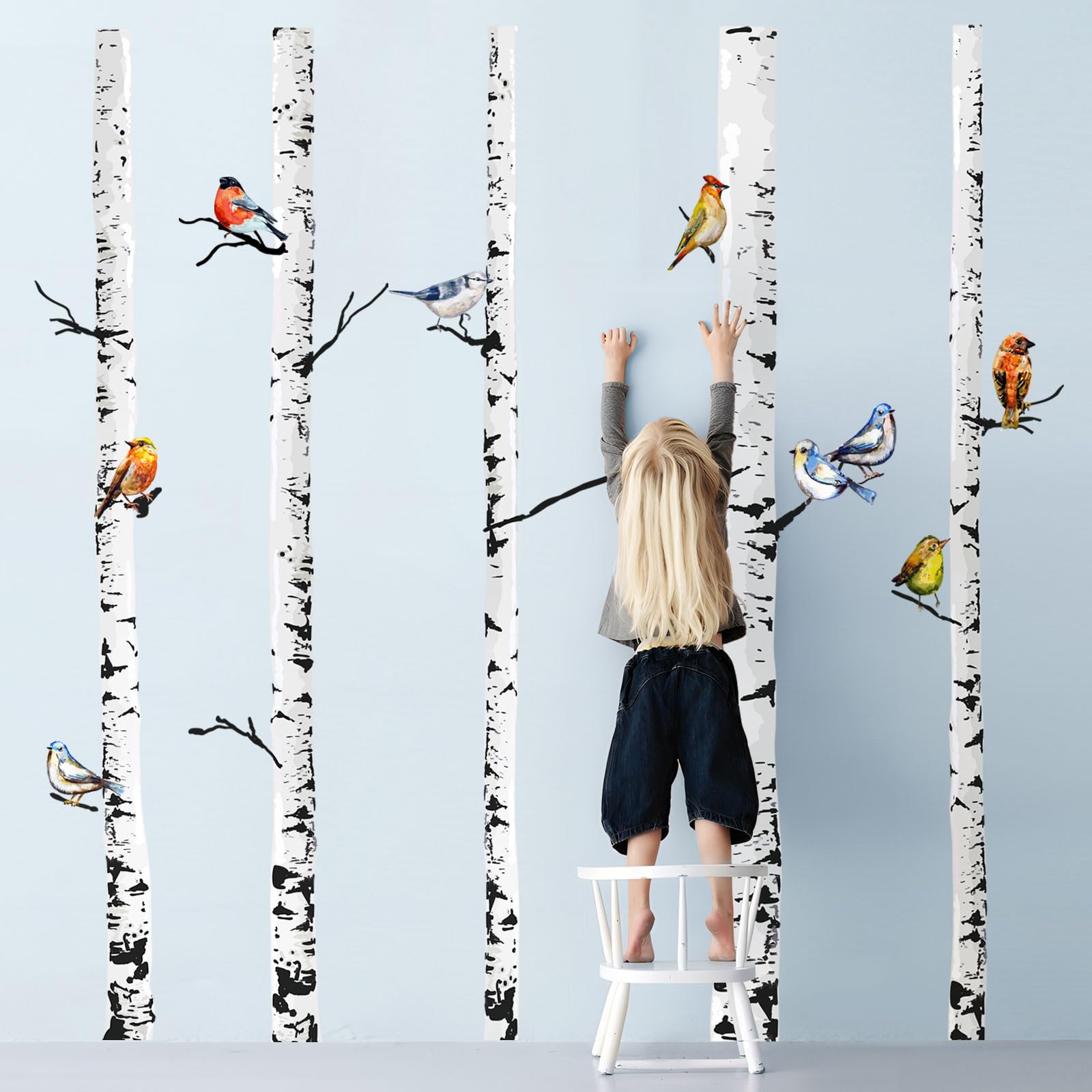 White Birch Tree Wall Decal High Definition Pictures Custom 3D Floral