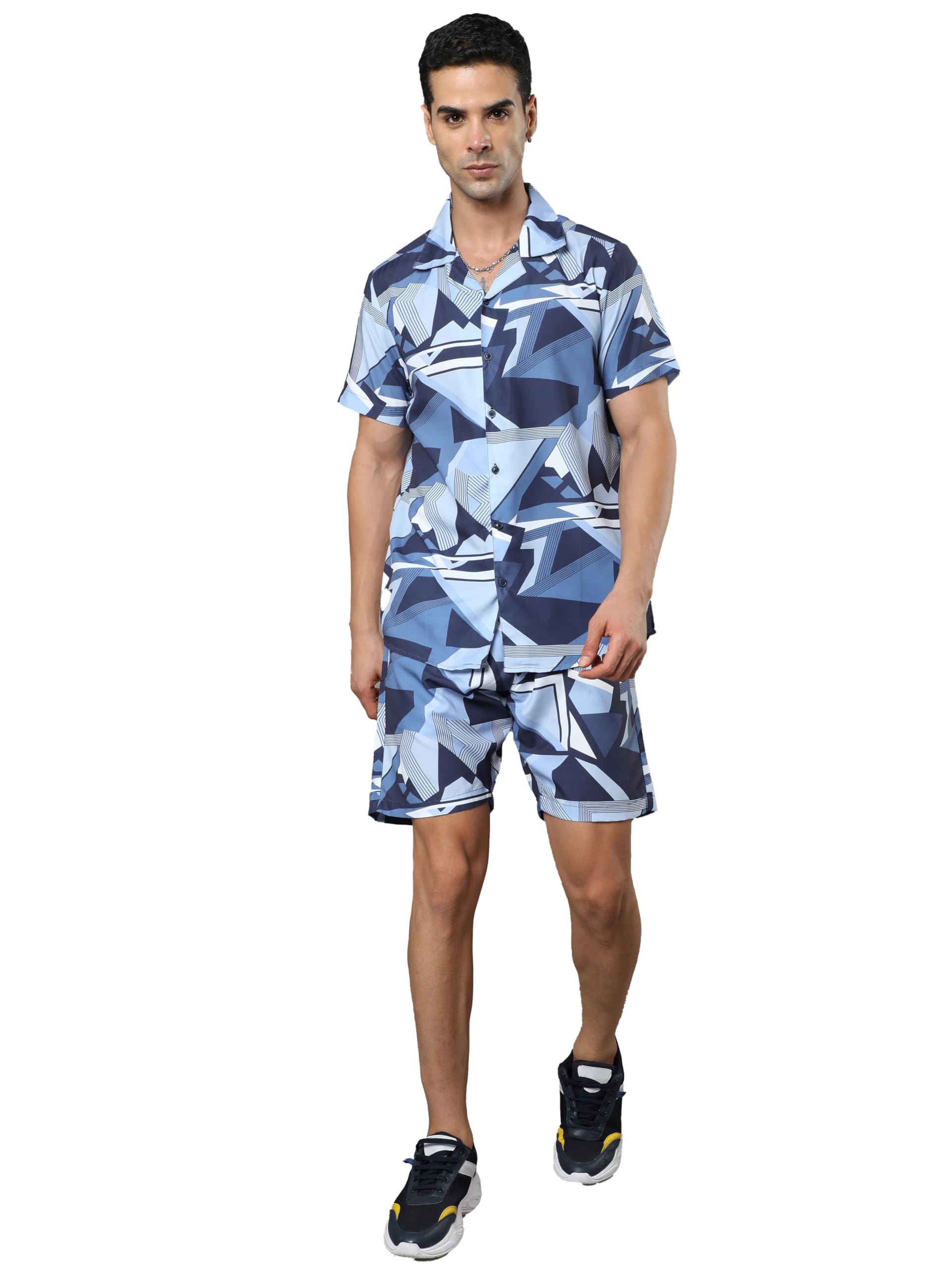 bushirt Mens Printed Regular Blue Color Night Suit Set-MNS0206-picture-27