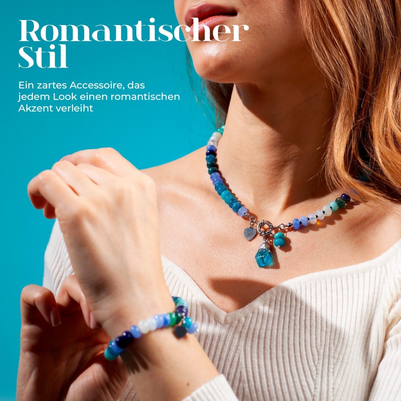 Set Gioielli Donna – Collana e Bracciale con Pietre Naturali Colorate, Regalo per Mamma, Figlia o Amica, Stile Boho Artigianale