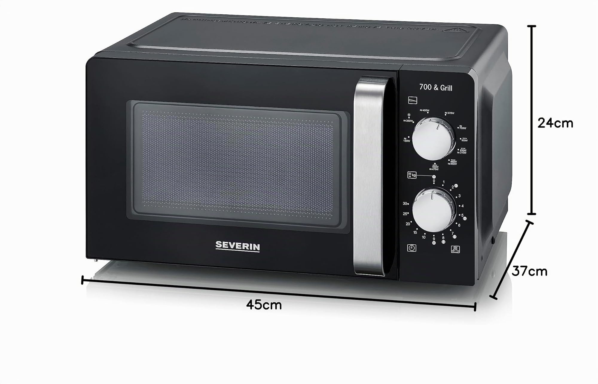 SEVERIN Forno a Microonde 2in1 con Grill, 700 W, Grill 900 W, 9 Programmi Automatici, Microonde con Griglia e Piatto Girevole, Nero/Acciaio Inossidabile - MW 7781