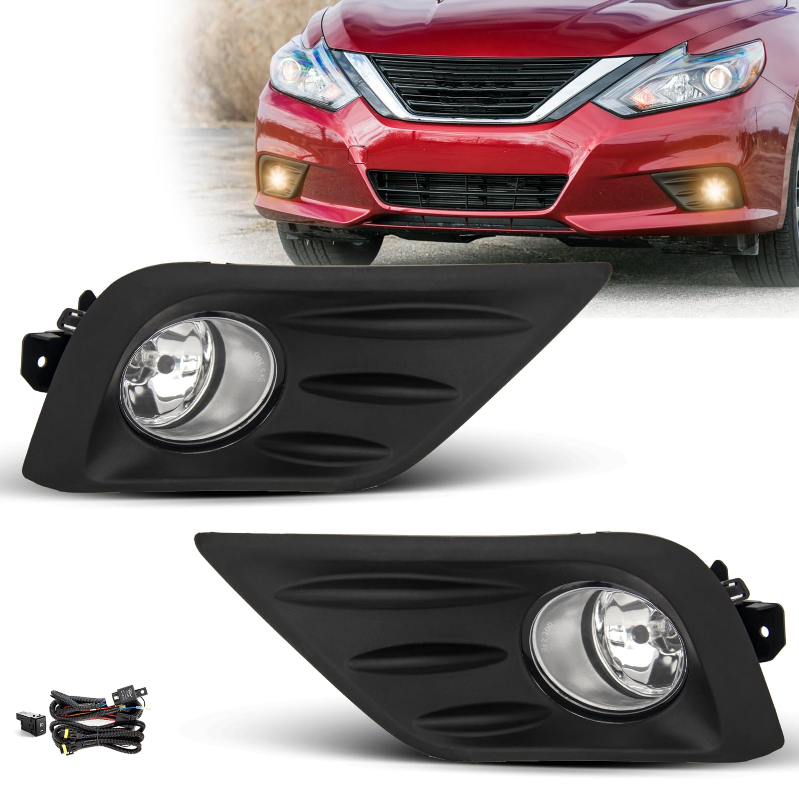 2016-2018 Nissan Altima H11 Fog Lights Kit W/ Switch & Wiring Harness (Chrome Housing/Clear Lens) - K2 Motor - View #6