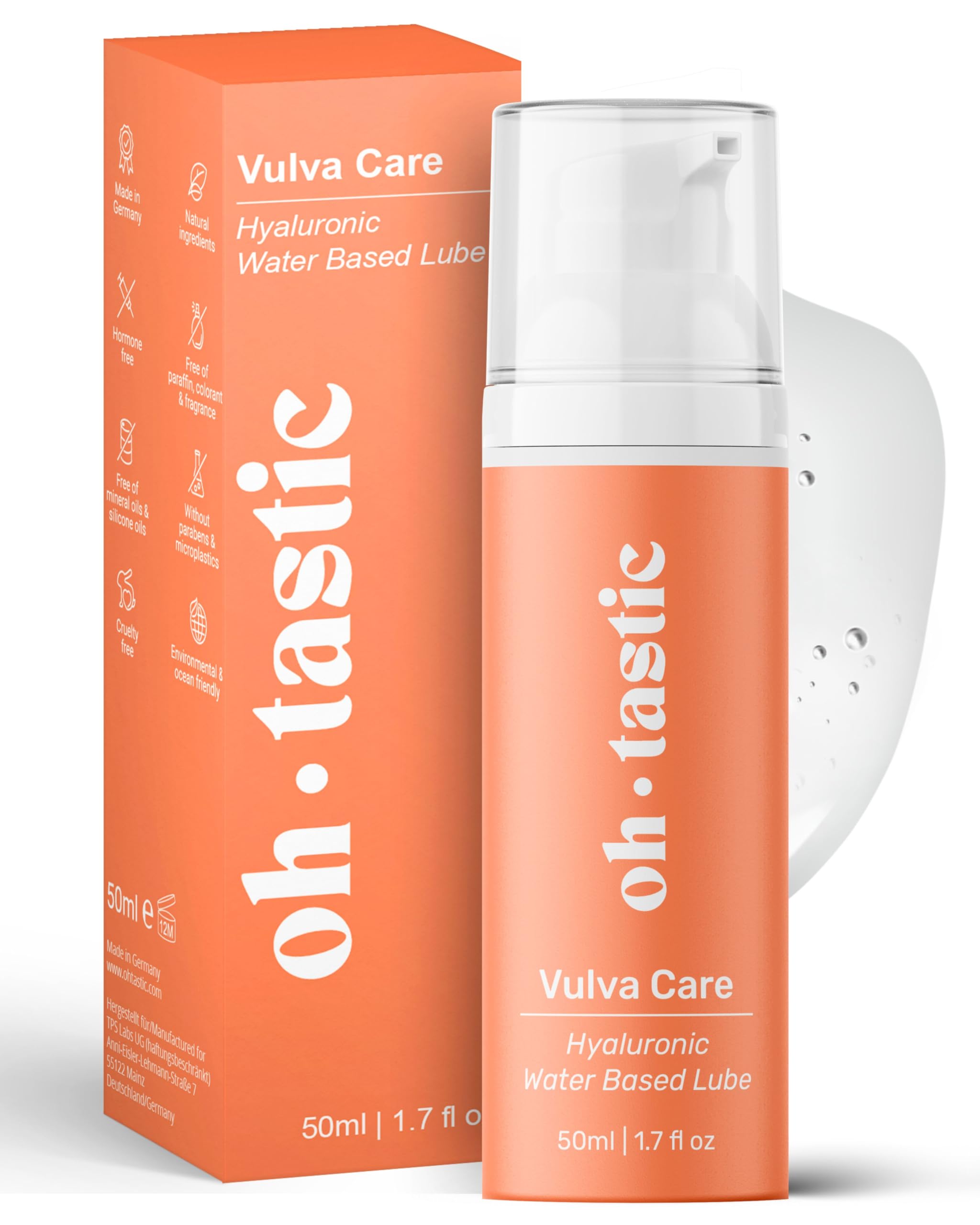 Lubricante Natural a Base Agua - Lubrificante con Acido Hialurnico para  Mujeres - Gel Intimo Sensitive para la Sequedad Vaginal y ph neutro -  ohtastic (50ml) : Amazon.es: Salud y cuidado personal