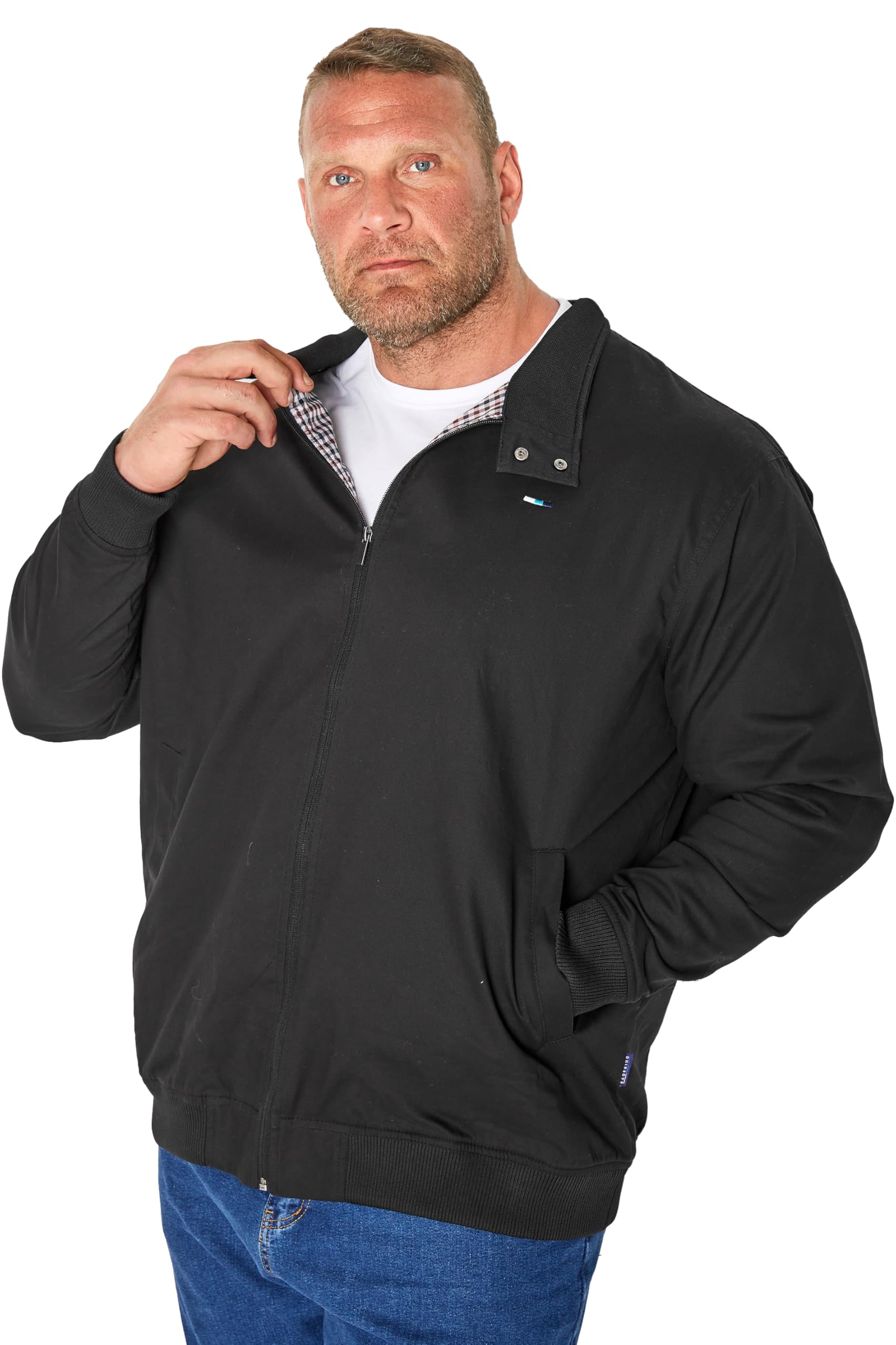 Badrhino Men's Black Big & Tall Harrington Jacket - Plus Curve 7XL-8Xl Plus