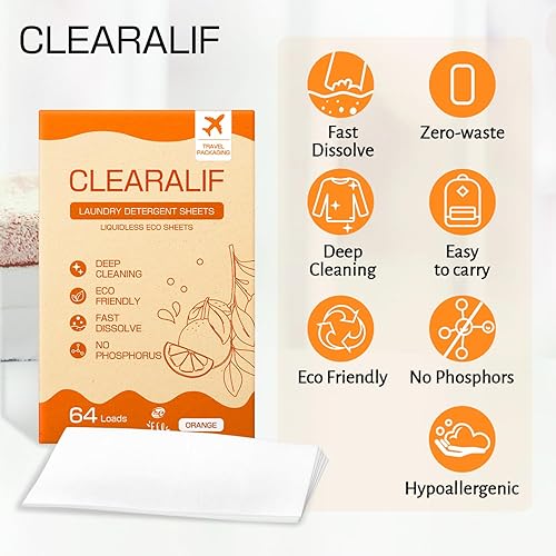 Miniatura 62 de CLEARALIF Sábanas de detergente para ropa de hasta 160 cargas, lino fresco, ideal para viajes, apartamentos, dormitorios, tiras de detergente