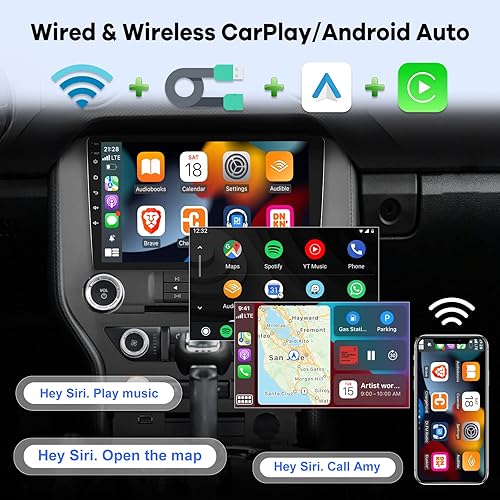 Miniatura 4 de 2G+64G Radio de coche para Ford Mustang 2015-2020 (se adapta solo a 3 botones), estéreo de coche con pantalla táctil Android 13 de 9 pulgadas, Apple