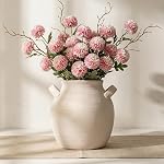 11.5 Inch Tall Vintage Ceramic Flower Vase with Handles,Easter Rustic Farmhouse Vase for Home Decor,Distressed Decorative White Vase for Table Centerpiece Entryway Living Room Bedroom (005-rustic)