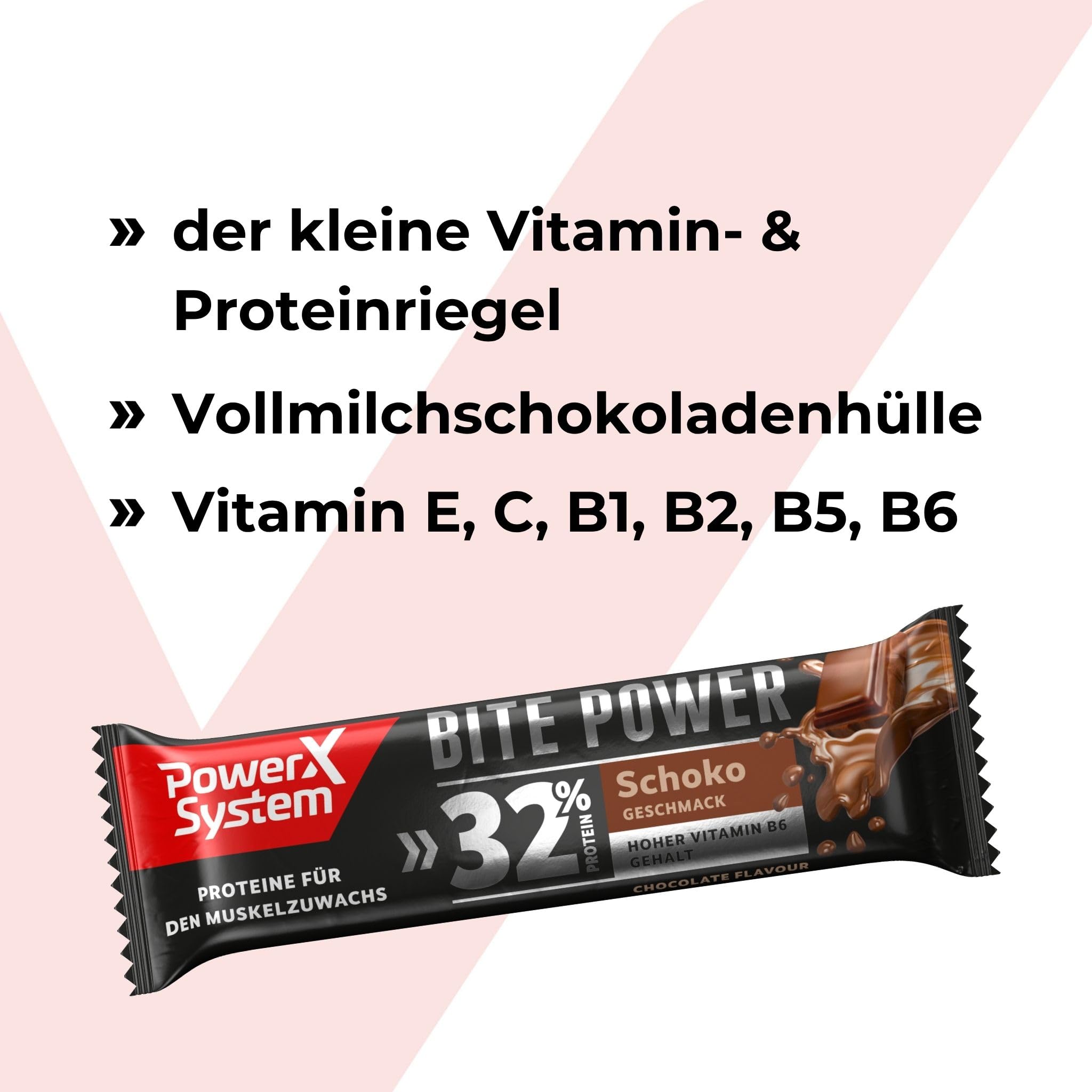 Power System Bite Power Schoko 32% Eiweiß, High Protein, Vitamin B6, 24x35g
