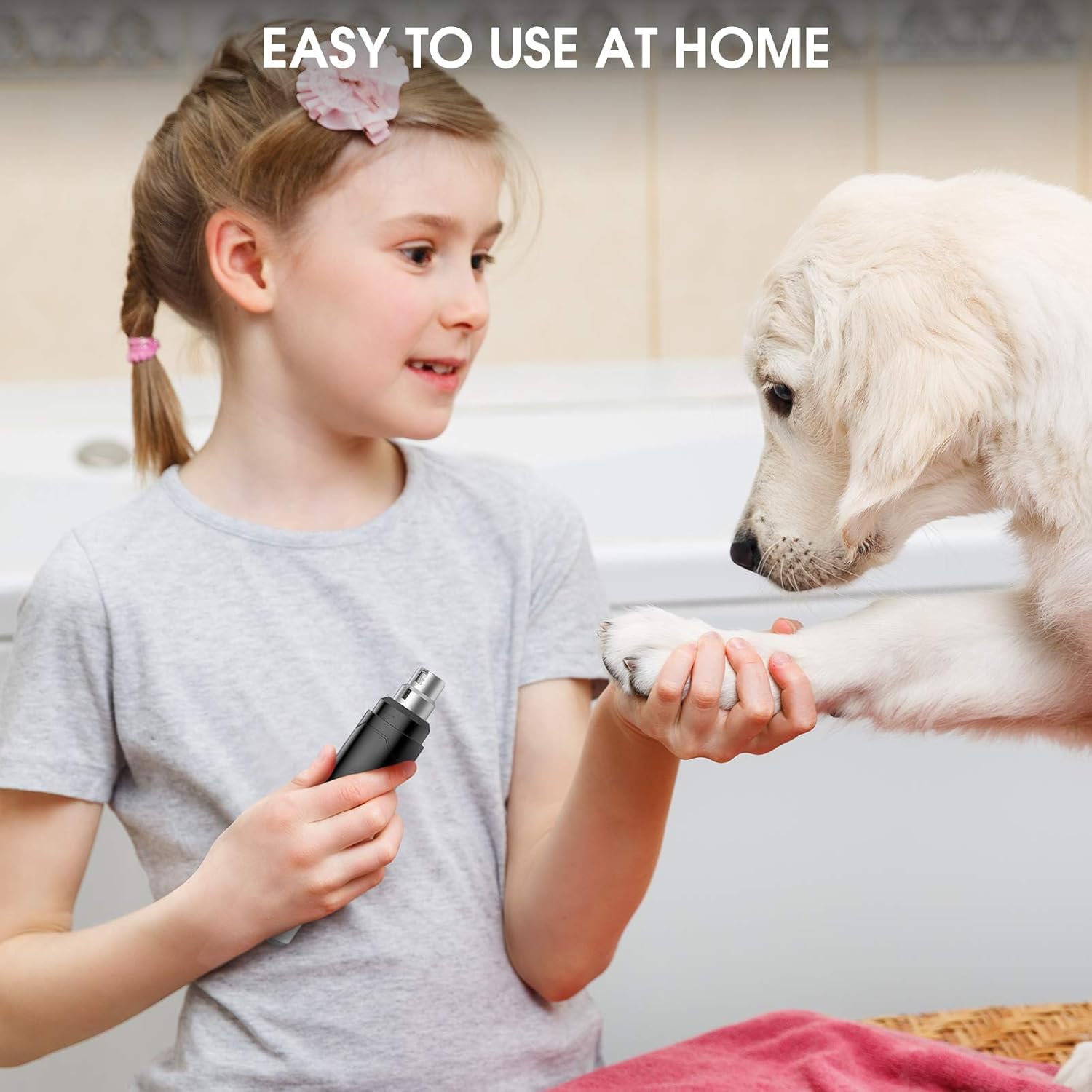 oneisall Dog Nail Grinder - 2 Speed Low Noise USB Rechargeable Professional Pet Nail Grinder Paws Grooming & Smoothing Claw Care for Small Medium Large Dogs & Cats -Black