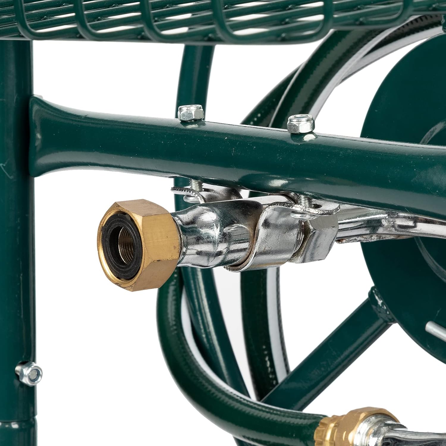 Garden Hose Reel Cart, Heavy Duty Hose Cart with Wheels, Industrial Water Hose Reel for Outside Holds 300-Feet of 5/8-Inch Hose with Storage Basket