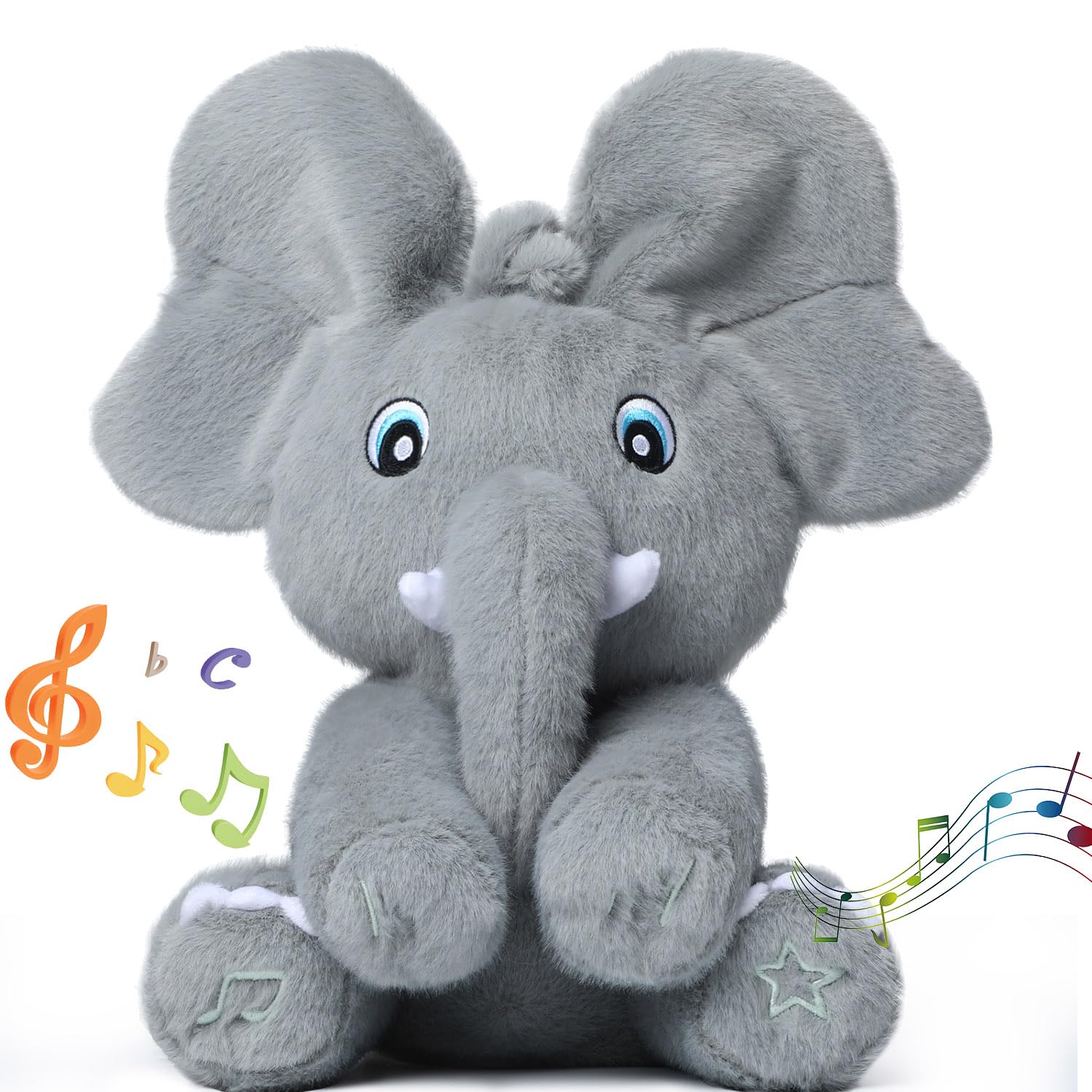 Peekaboo Elephants Newborn Baby Toys - Peek A Boo Elephant Plush Interactive Toy Stuffed Animal Sing 4 Songs Elephant Teddy For Baby Boys Or Girls Gift 0-36 Months