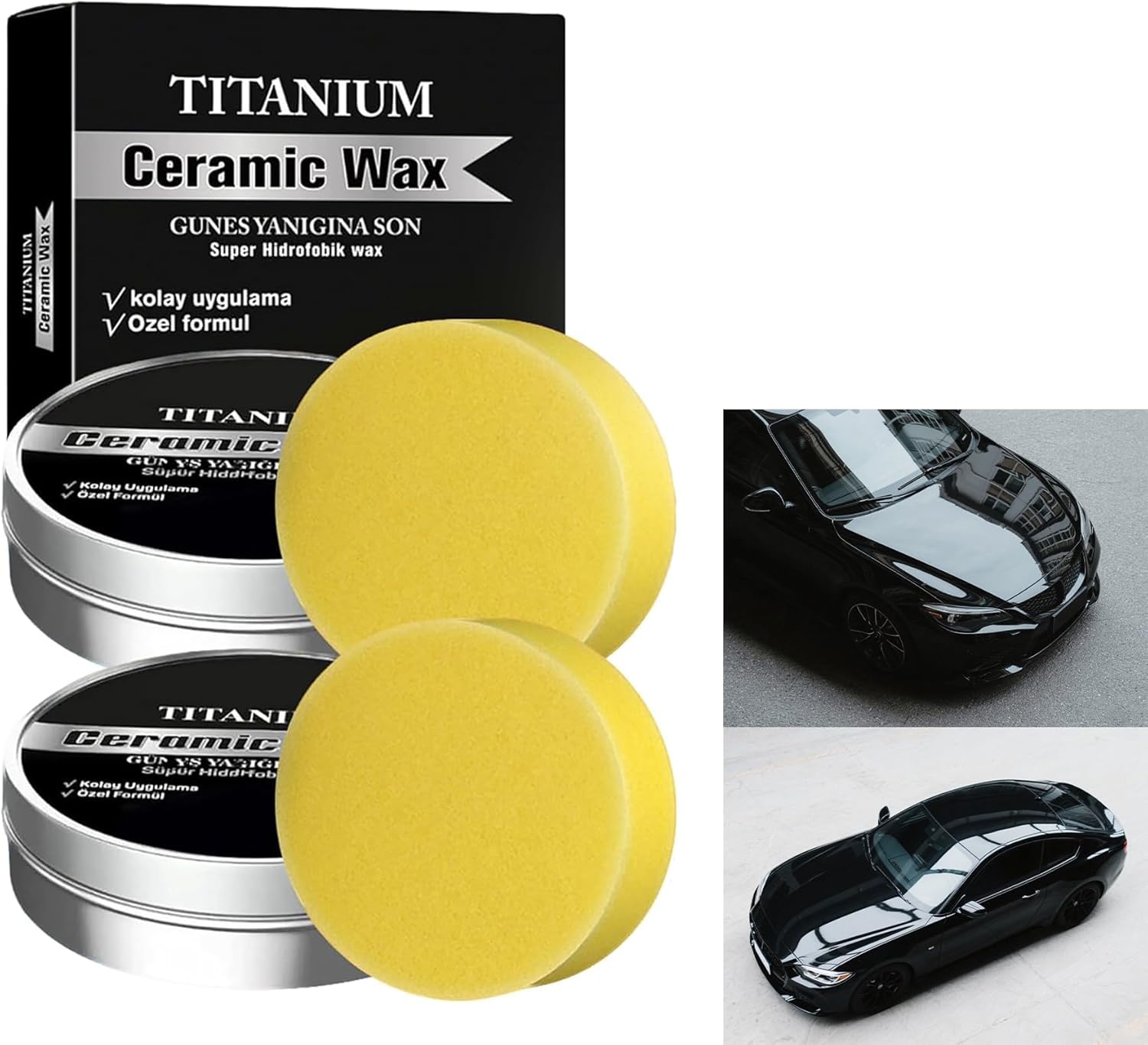 2pcs Titanium Ceramic Wax Cream, 2025 Strong Protection Car Coating Polishing Wax, Auto Car Scratch Repair Remover Paste Polish Vehicle Paint Care, Strong Protection Coating Polishing(Black)