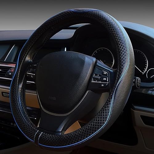 Miniatura 10 de Funda universal para volante de automóvil, funda de cuero antideslizante, protector de volante de estilo deportivo, accesorios interiores de