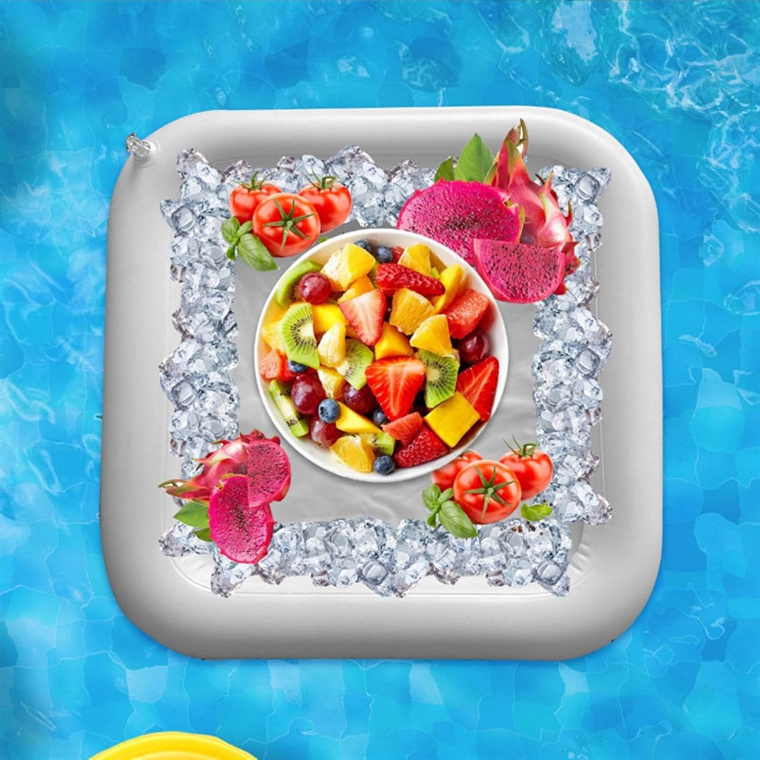 Ice Buffet Serving Tray Drink Cooler with Drain Plug, Inflatable Serving Buffet Bar, Salad Trays Food Drink Cooler Containers Used for Indoor Outdo or BBQ Picnic Pool Party Supplies (Size-Square)
