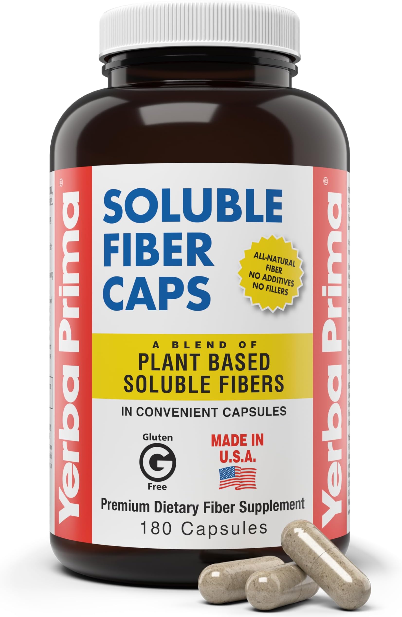 Yerba Prima Soluble Fiber Capsules, 180-Count