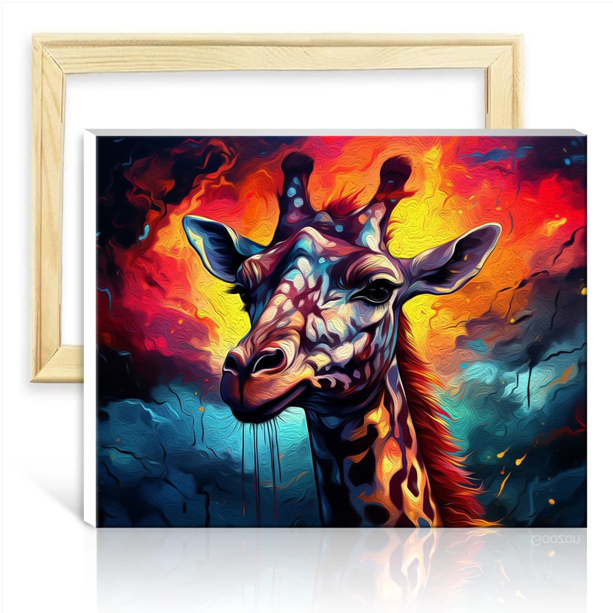 TANGFEIY Paintting Giraffe on Canvas Painting Adults Acrylic Oil Painting Paintwork with Paintbrushes Picture for Home Decor Gift DIY Frame(30x40cm)
