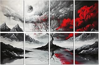FurnoFlexArt Acoustic Panels Tiles Decorative Room Sound Proof Foam Absorbing Panels Noise Dampening Canceling Reducing Blocker for Walls (Scarlet Tree, 48 * 32 in)