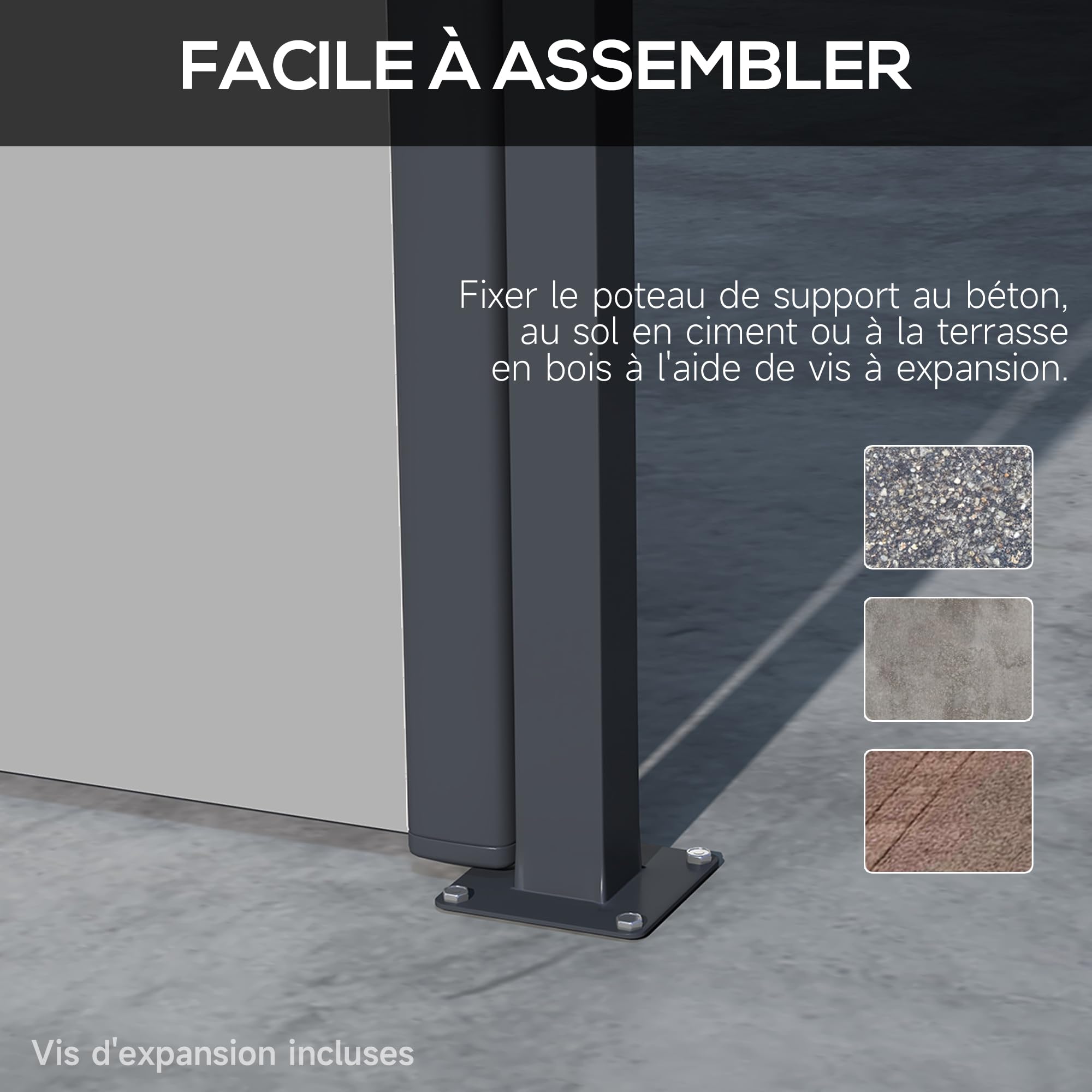 Outsunny Store latéral Brise-Vue paravent rétractable de Jardin dim. 4L x 1,80H m alu. Polyester Anti-UV Haute densité 180 g/m² Gris Clair