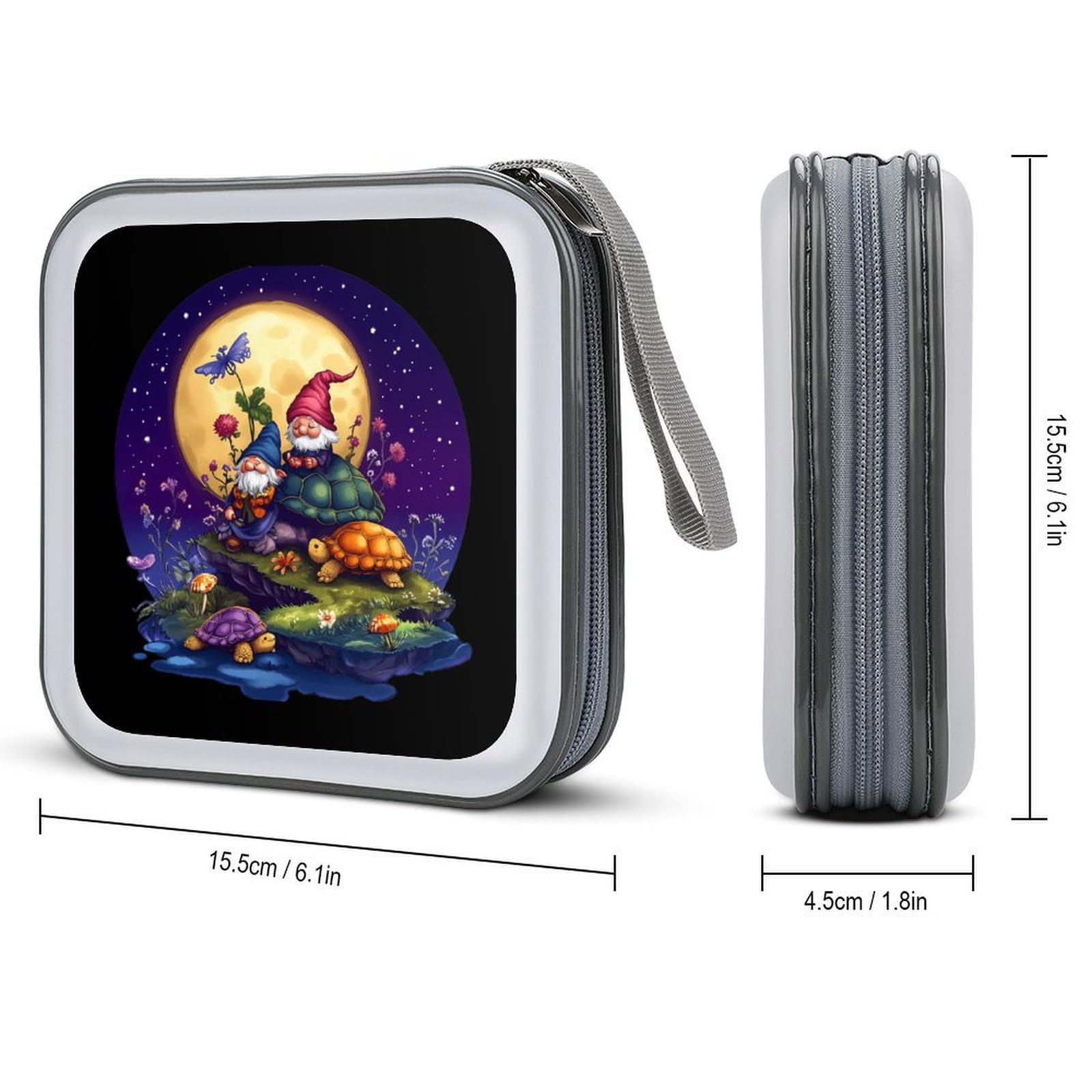 Gnomes Moon CD Case Portable DVD Holder Storage Organizer for Home Travel