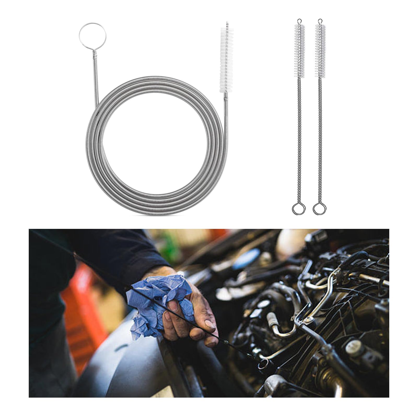 Augeny Car Long Wire Brush, 59 Inch Auto Sunroof Drain Cleaning Tool, Flexible Nylon Cleaner for Cleaning Straw, Feeding Tube, Sink, Refrigerator Drain, Universal Tube Cleaning Brush