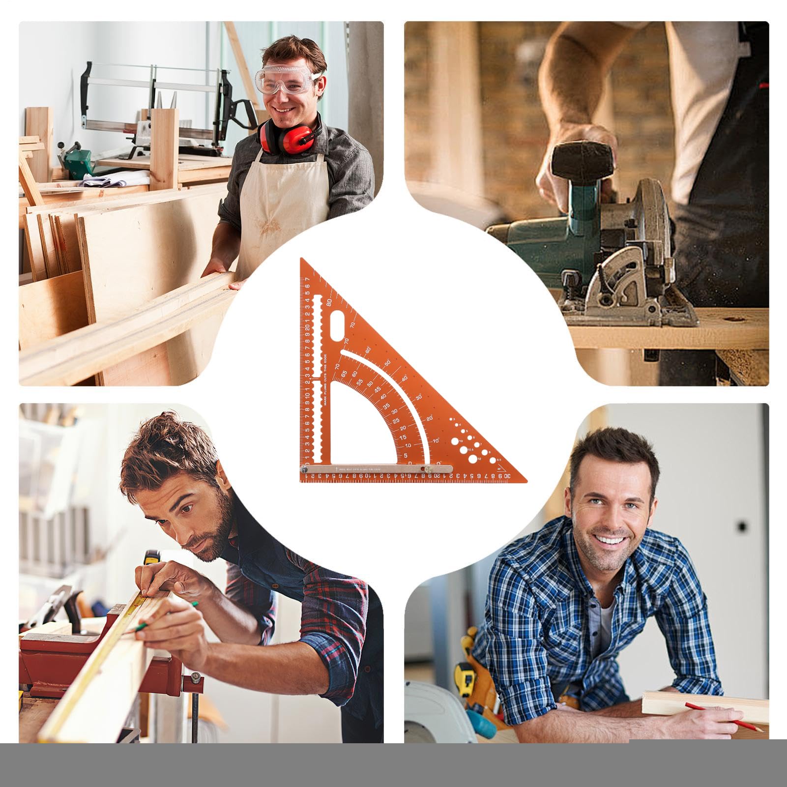 Escuadra De Carpintero Regla Triangular de Aluminio Ergonomica para | Escuadra De Construcción para Profesionales, Aficionados y Constructores