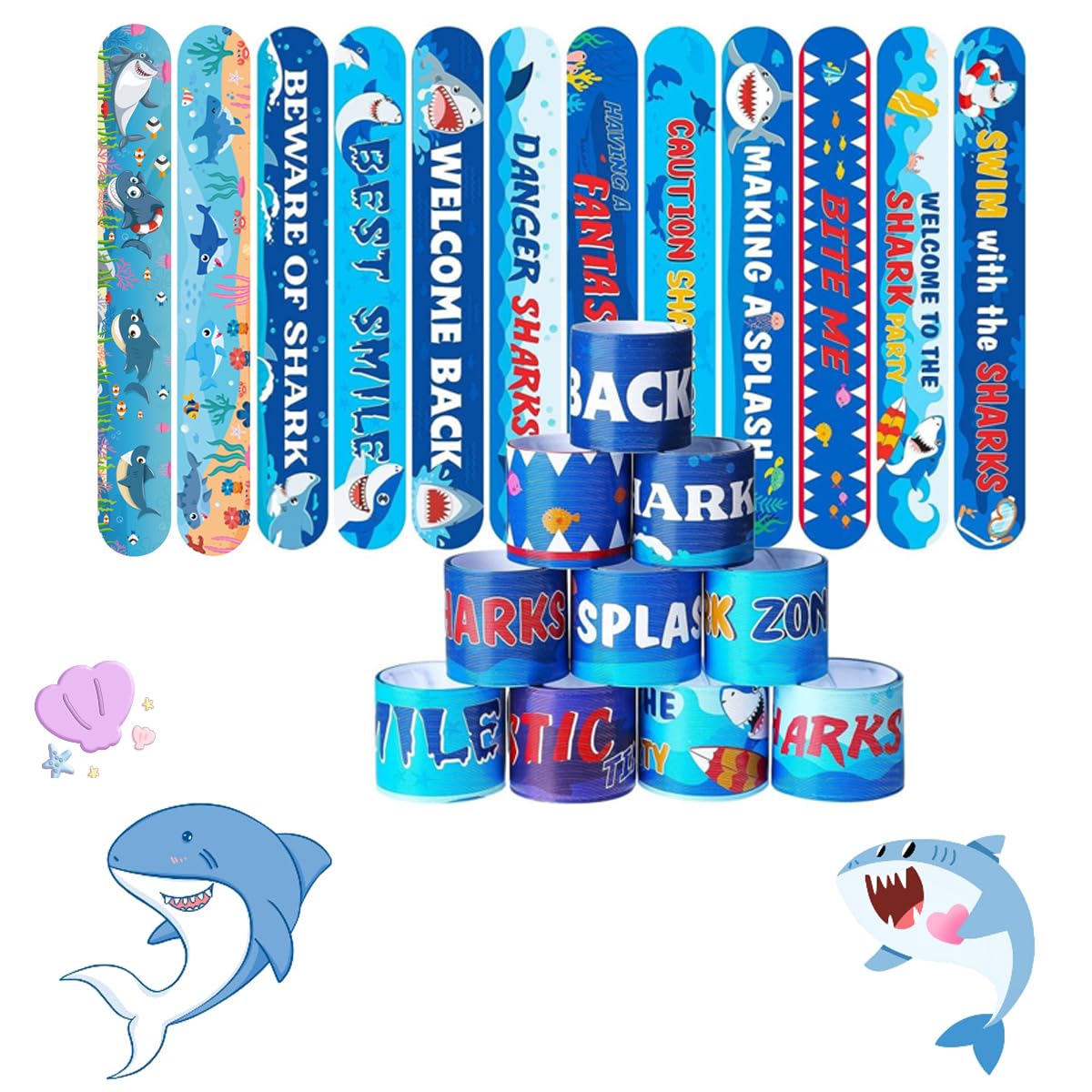 AstonAndia® 12 PCS Slap Bands for Kids Friendship Band Shark Theme Slap Hand Band Shark Bracelet for Girls Boys(Band Pattern Random) (B0CHMQJ5XF) Amazon Price History, Amazon Price Tracker