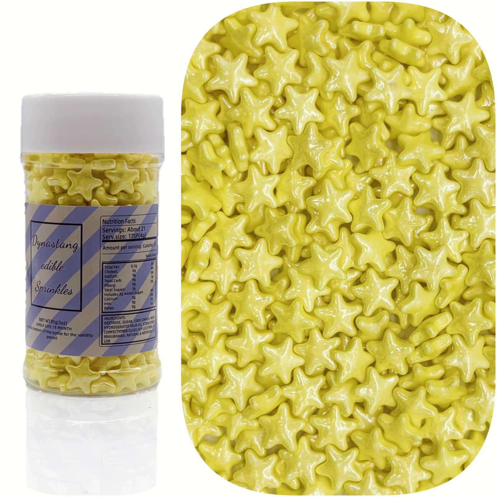 Dynastang 10mm Yellow Stars Sprinkles Edible Stars Cake Decorating Stars Cake Decorations Cupcake Toppers Cookie Decorating Perfect for Cakes,