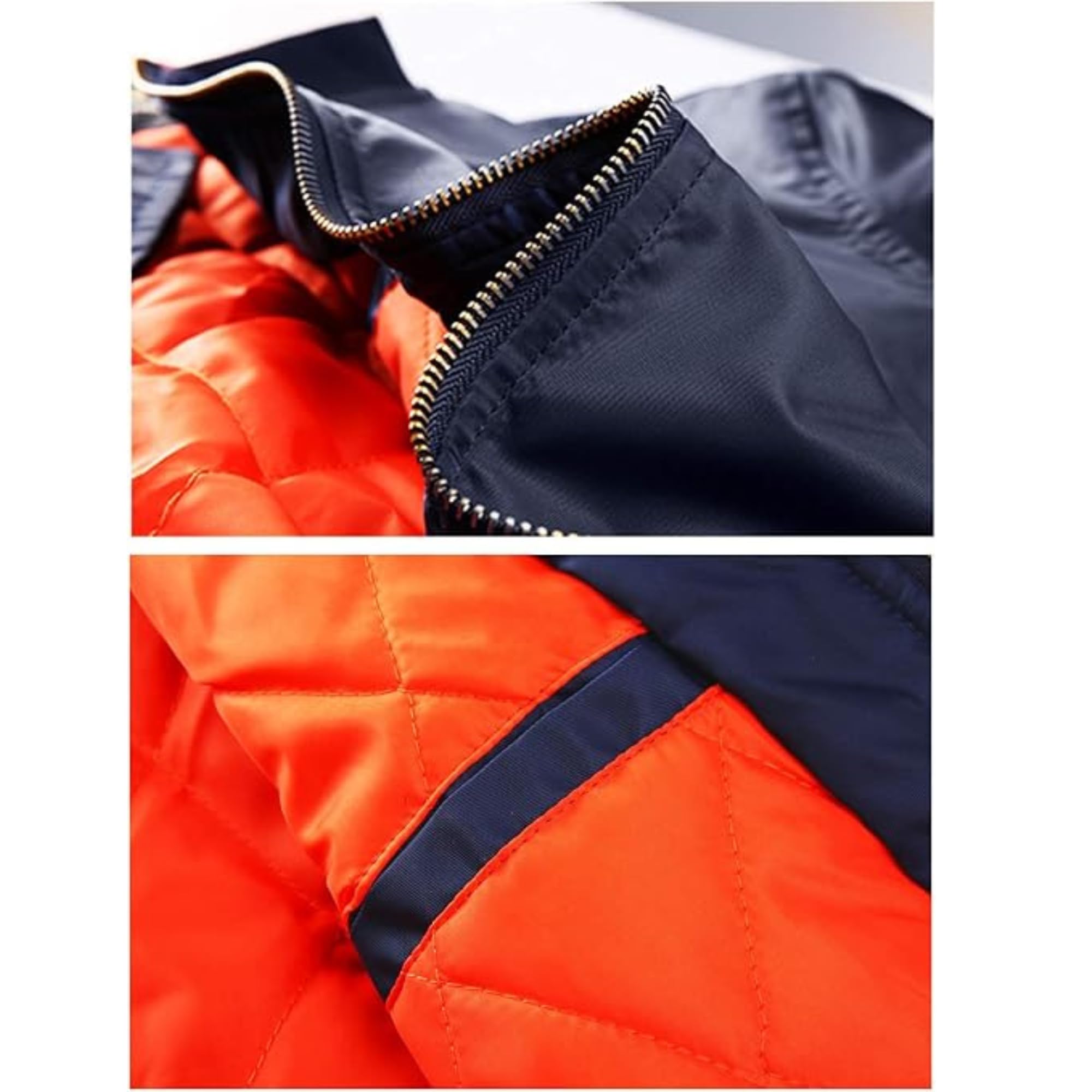 MIA FASHION Men's Bomber Jacket Fashion Lightweight Windbreaker Winter Fall Casual Jackets for Men | Full Zipper Casual Padded Polyester Jacket Navy (Size-2XL) 2