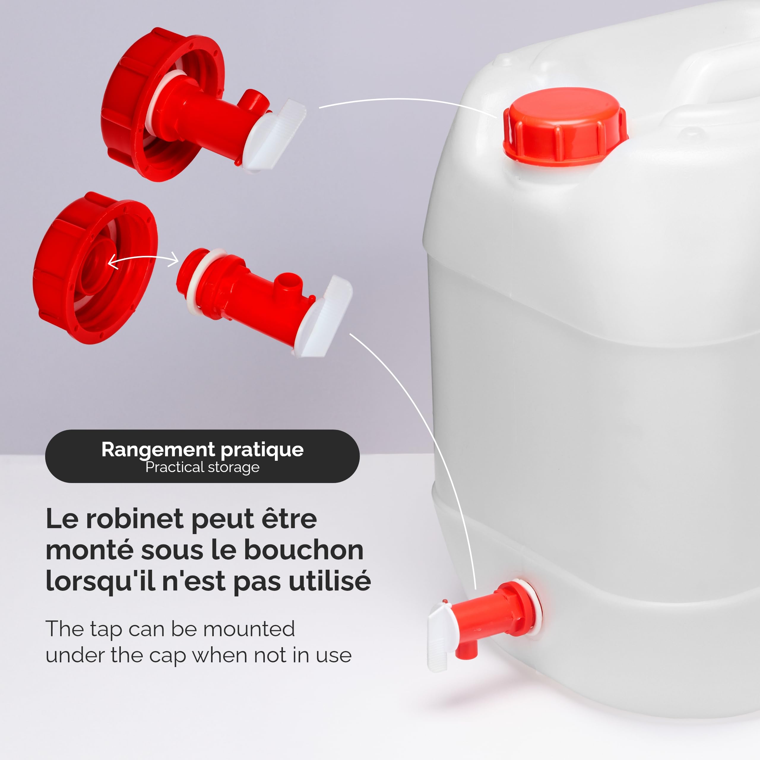 Garronda Jerrican Eau 20L avec Robinet sans BPA Alimentaire Etanche Reservoir Camping Car 2 Pack Blanc