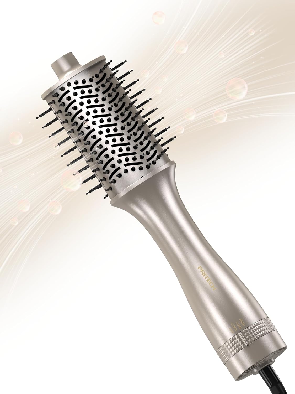 PRITECH One-Step Volumizer Hair Dryer Brush, 4-in-1 Ionic Hot Air Styler, 1200W Fast Drying, Ceramic Anti-Frizz Blowout Brush for Women, All Hair Types Daily Styling(Champagne Gold)