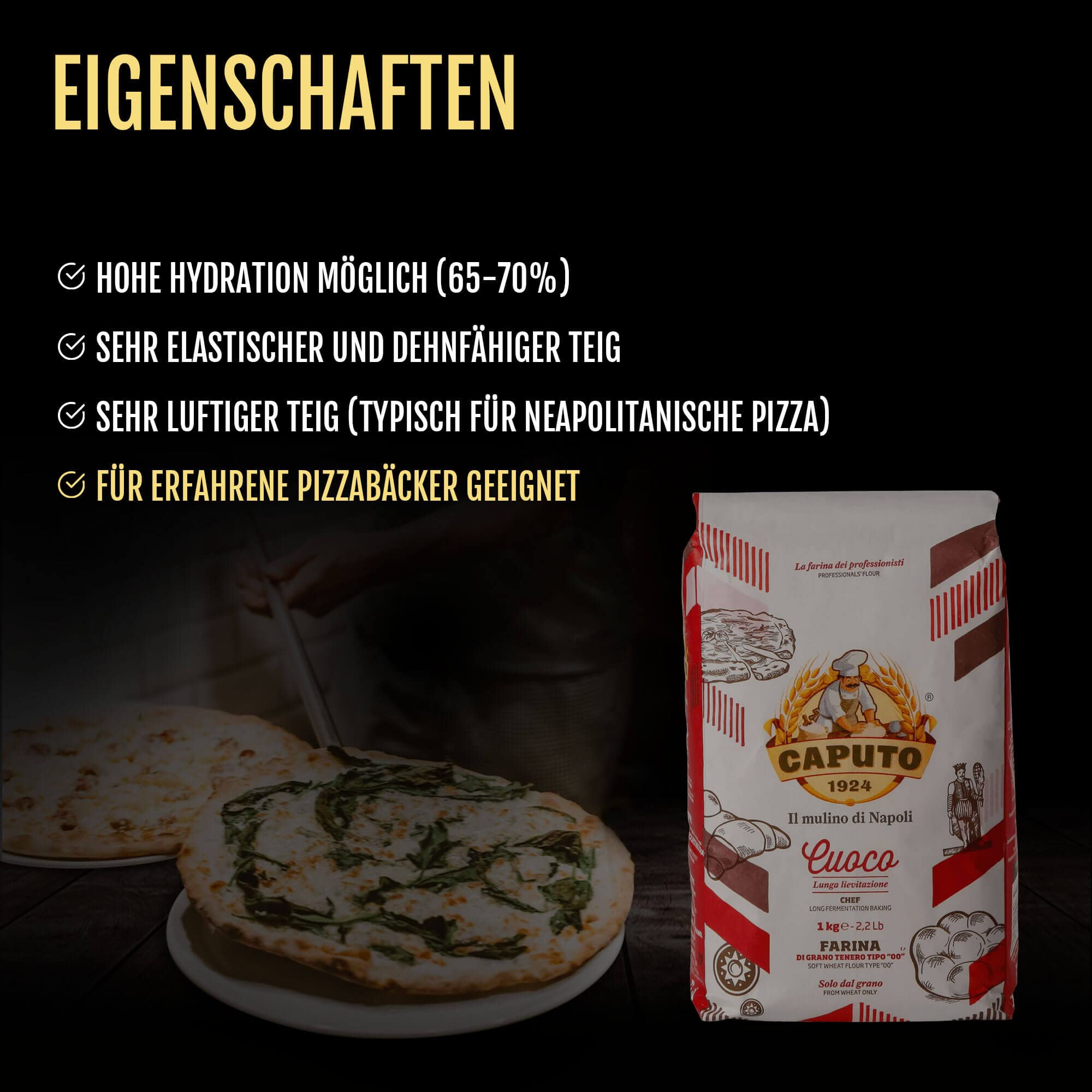 Caputo Testpaket - 2x 1kg Cuoco + 2x 1kg Pizzeria + 2x 1kg Semola + 1x 100g Lievito Trockenhefe