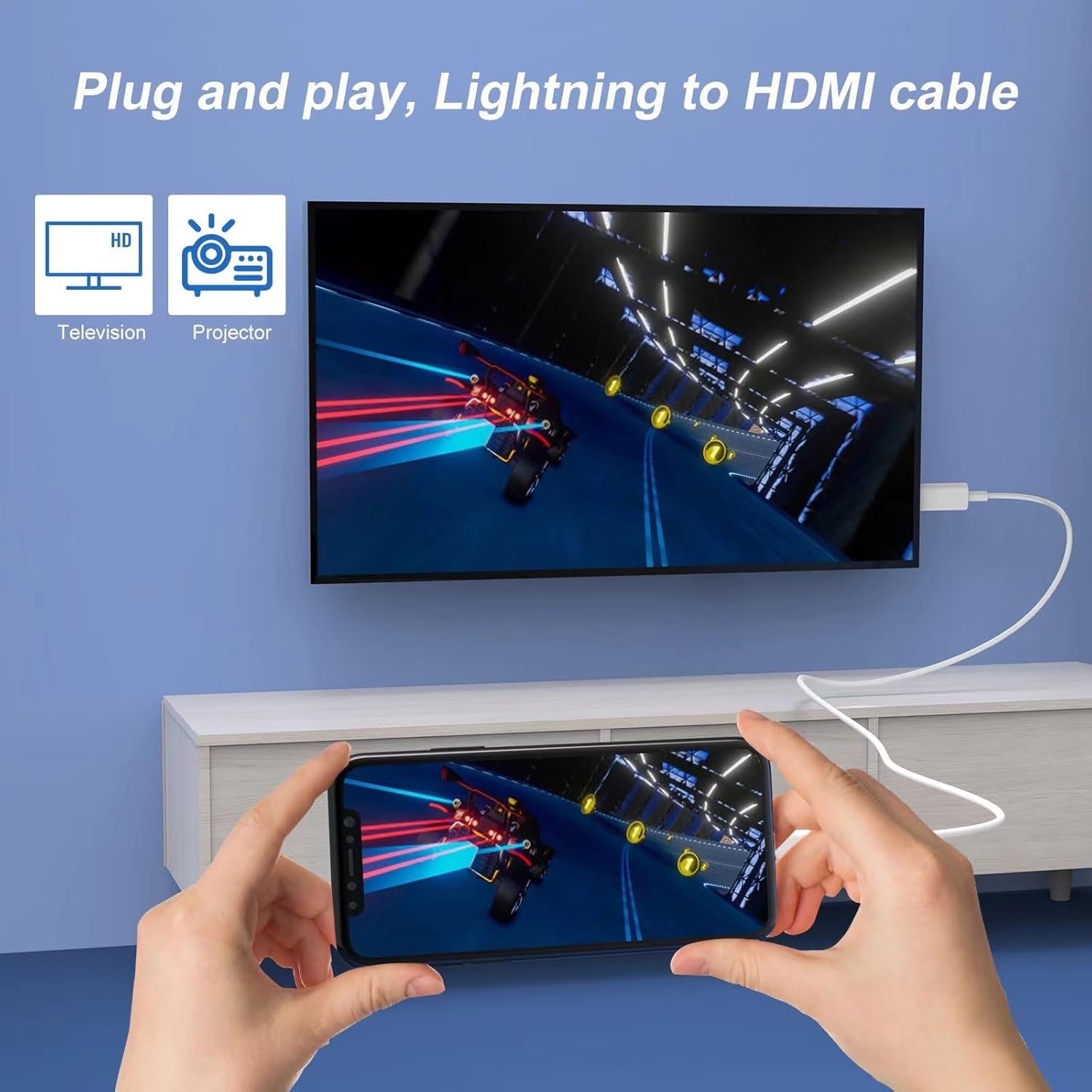 [MFi Certified] Lightning to HDMI Cable • HDMI Cable for iPhone to TV • Compatible with iPhone14, 13, 12, 11 to TV Output • with 1080P HD Display • Just Plug and Play/6.6FT - Image 3