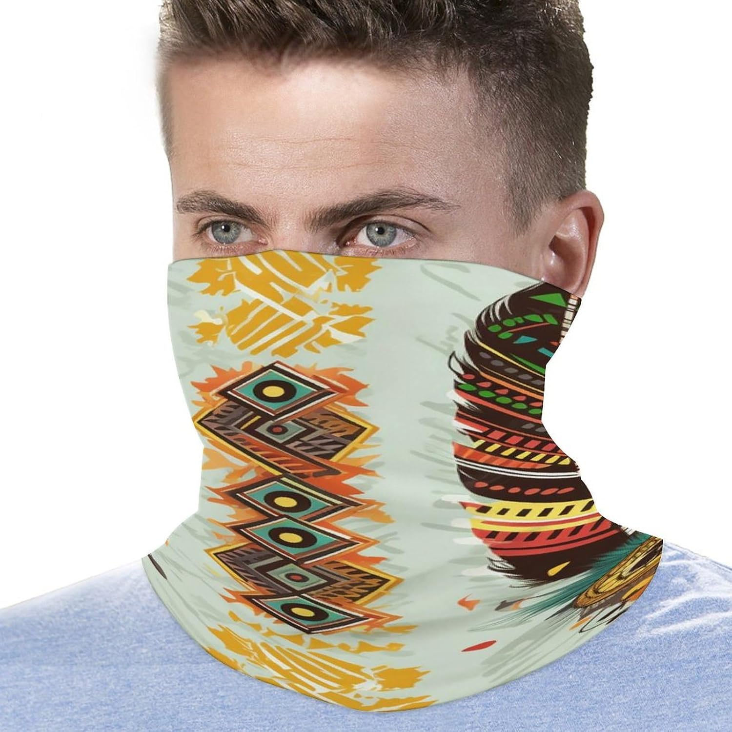 Bohemian Feather Winter Neck Gaiter Windproof Face Cover Scarf Stylish Warmer Bandana Cloth Soft Face Mask for Men Women Sun Cooling Scarf for Skiing Hiking Cycling