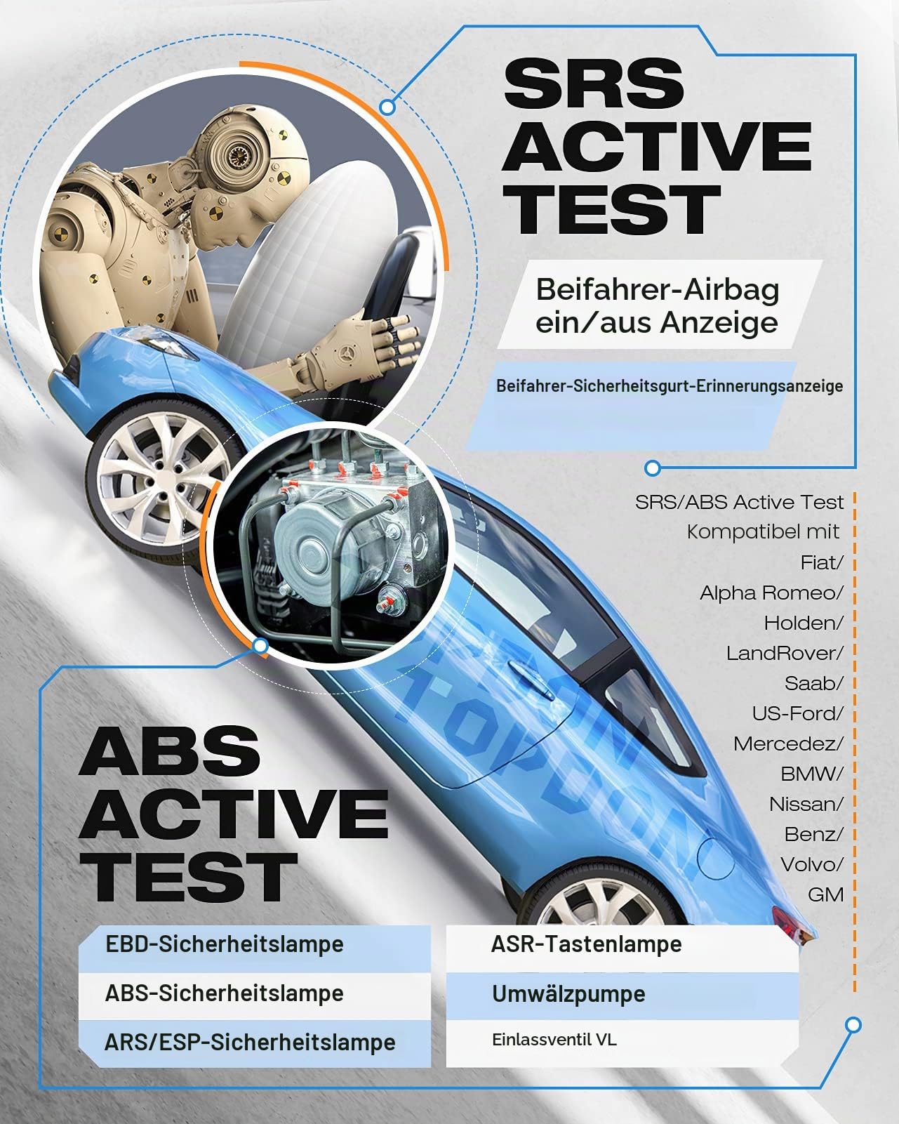 TOPDON OBD2 diagnosegerät mit Reset von Öl, BMS, SAS, diagnosegerät Auto für alle Fahrzeuge für ABS und SRS Systemdiagnose, Aktivtest,Lebenslange kostenlose UpdateM Batteriebetrieben, Schwarz