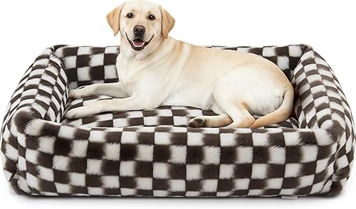 Miniatura 32 de JOEJOY Linda cama para perros de tamaño mediano, camas rectangulares suaves y peludas para perros grandes y medianos, cama ortopédica lavable para