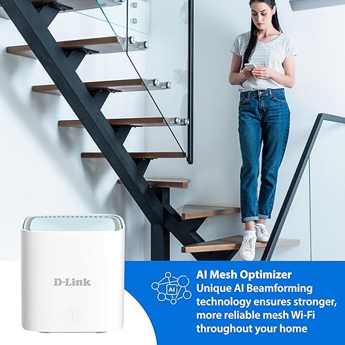 Miniatura 9 de D-Link Sistema Mesh WiFi 6, AX1500 Ai Series 802.11AX Smart Home Dual Band Gigabit Gaming Red de Internet inalámbrica (M15) Blanco