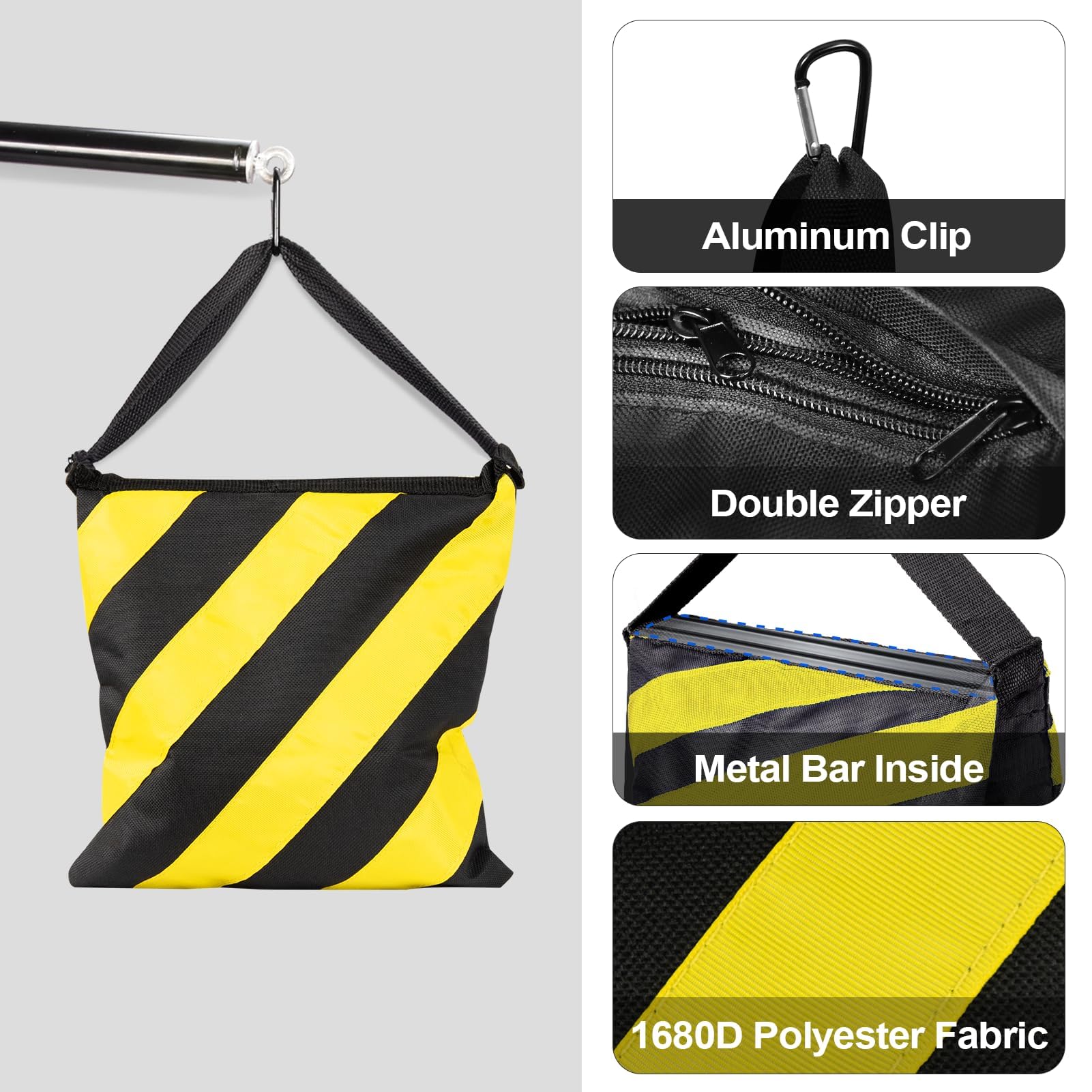 EMART 4 Pcs Borsa di Sabbia Resistente per Studio Fotografico e Video, Treppiedi, Giardino - Giallo e Nero