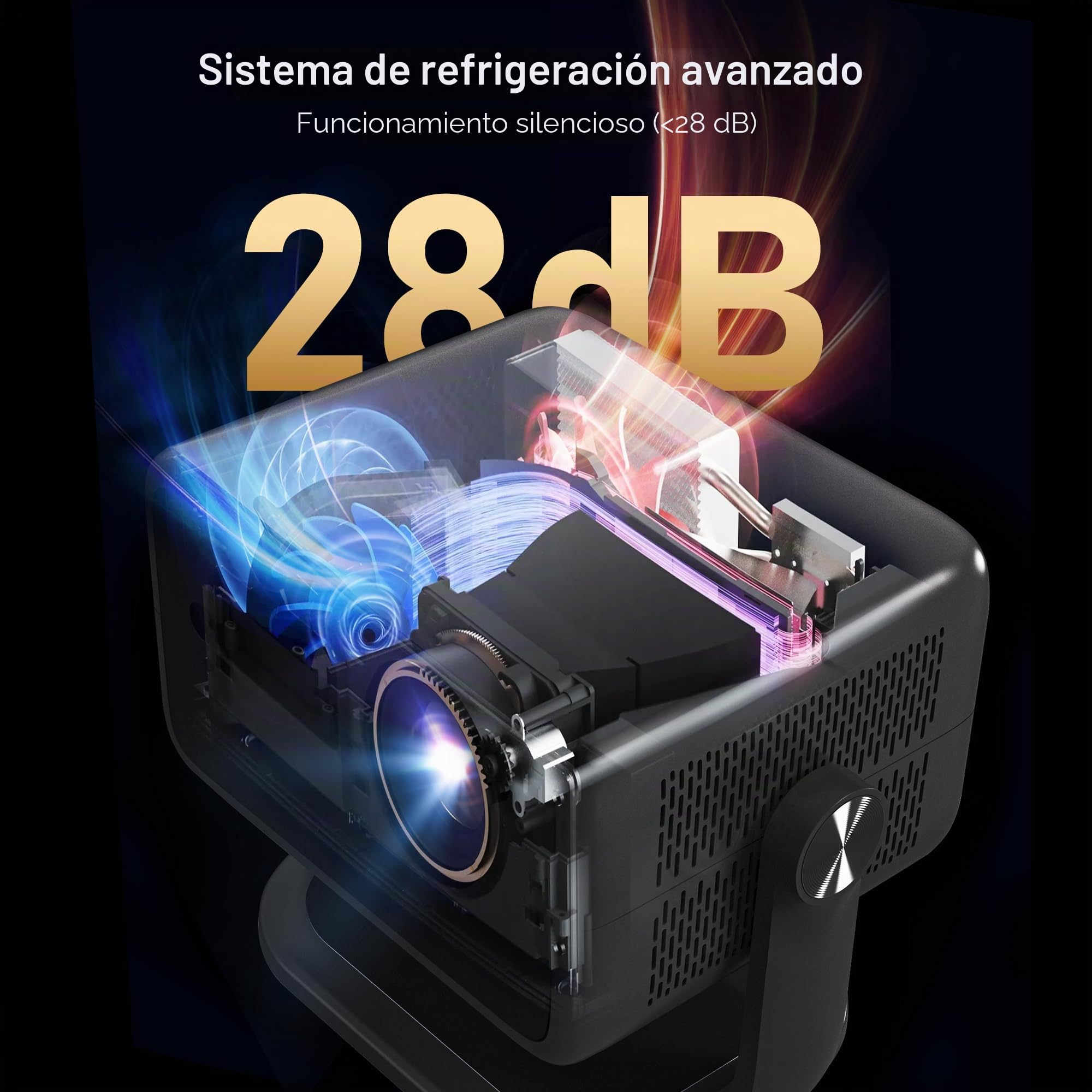 [Compatible con Netflix] Proyector Inteligente 1080P Nativo, 800 ANSI | Android 13, Soporta 4K, Control Remoto Air Mouse, Enfoque y Corrección Automáticos por IA, WiFi y BT, Audio Hi-Res