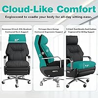 Vista 9 de Silla de oficina reclinable ejecutiva con doble motor con reposapiés, reclinable eléctrico con un solo clic con masaje y soporte de almohada, silla