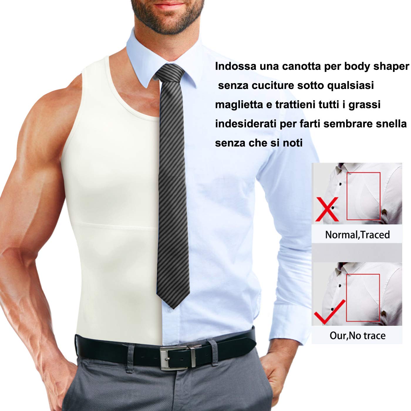 CHUMIAN Maglietta Compressione Uomo Canotta Contenitiva Snellente Intimo Modellante Dimagrante Fascia Pancia Sportivo Fitness Canottiera…