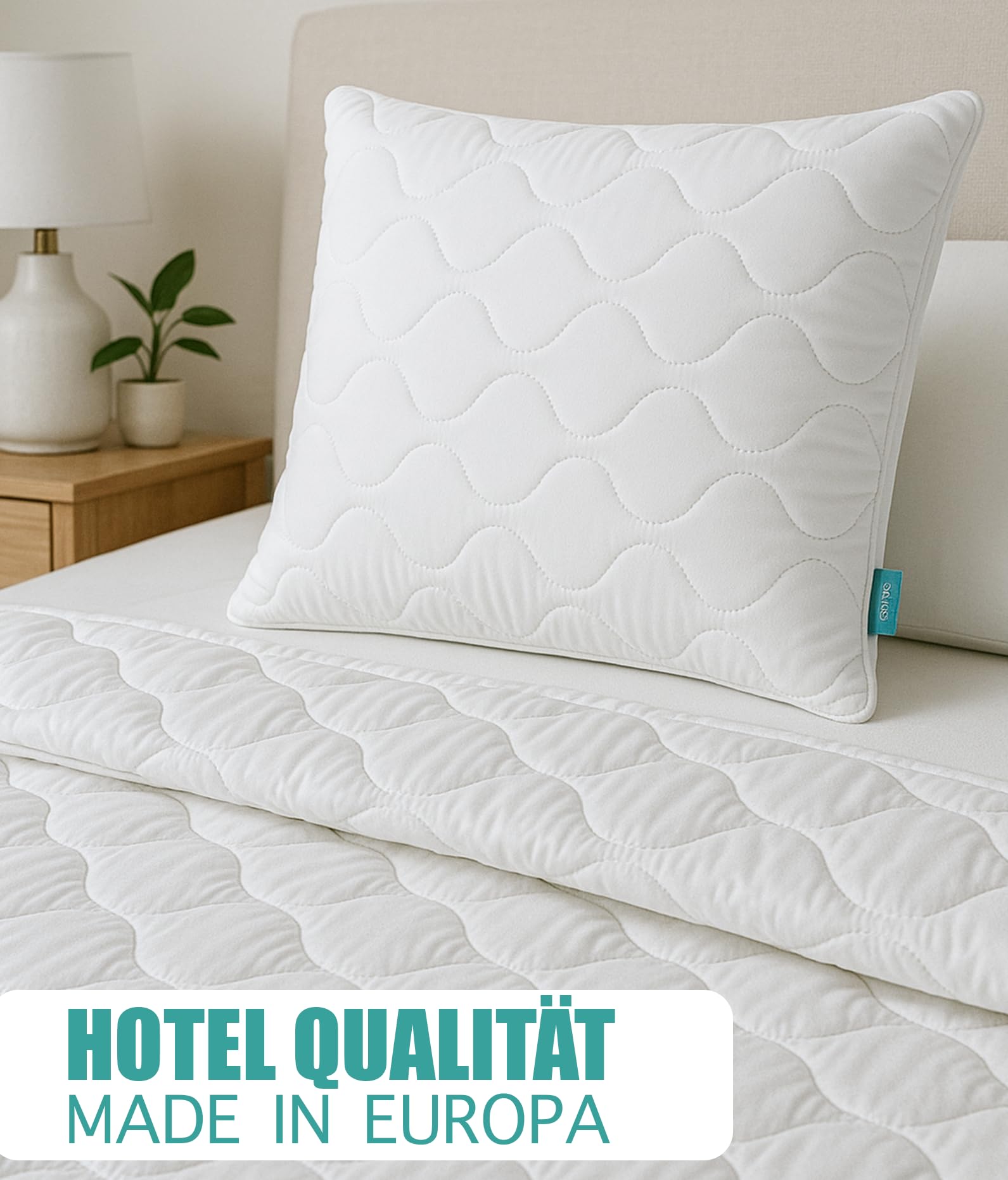 KNERST Bettdecke Und Kissen Set - 135x200 cm, Weiß, 4-teilig, Made in Europe