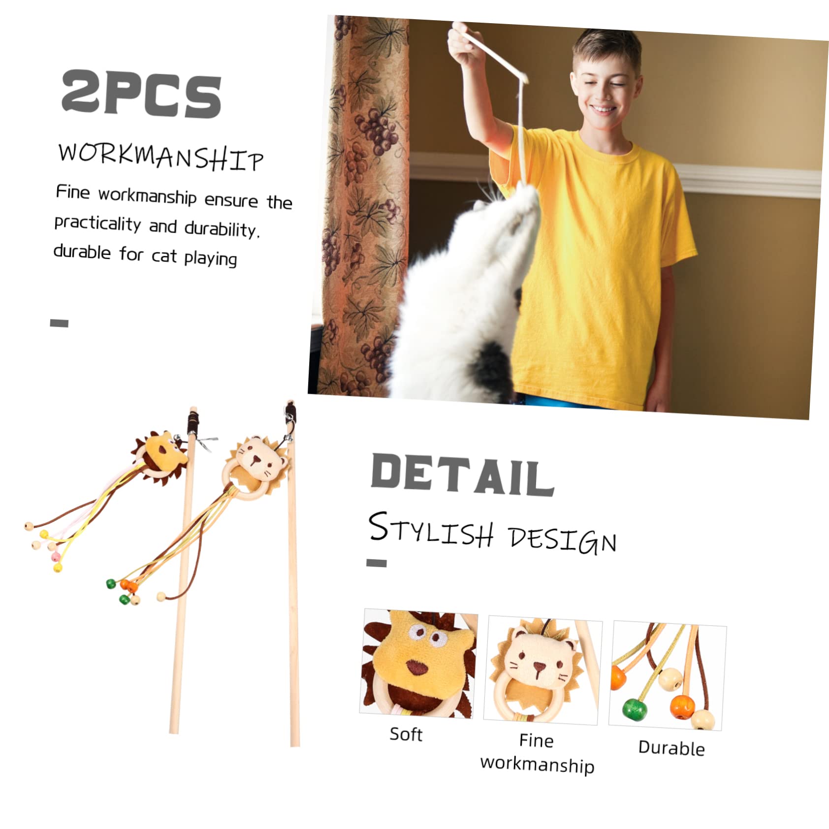 Kisangel 10pièces Jouet Interactif pour Chat Canne à Peluche avec Cloches Stimule Exercice Jeu des Chats De Lion Et Chien