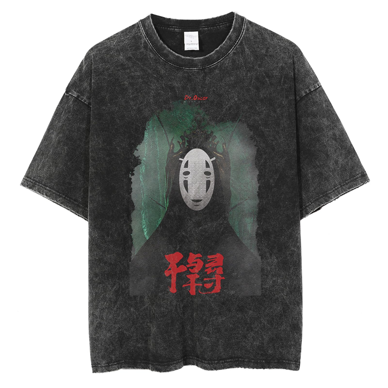 flowereyesVintage Retro Spirited Away Anime Kaonashi Washed and Aged T-Shirt No Face Man Casual Short Sleeve Ogino Chihiro Fashion Anime Kaonashi Sweatshirt Unisex