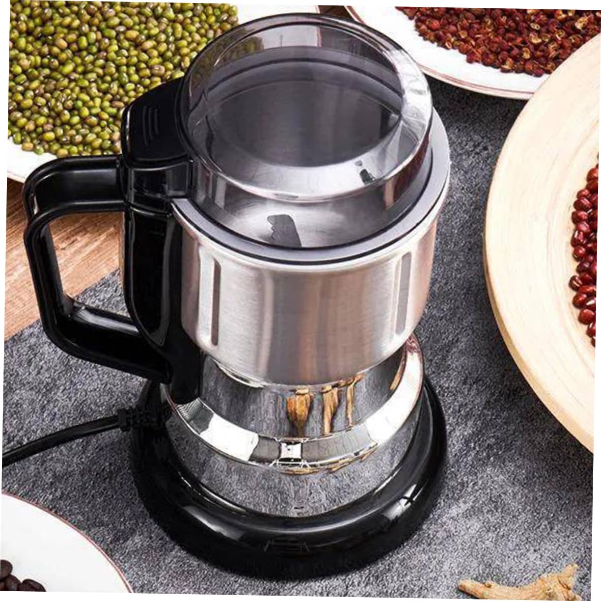 LABRIMP Molinillo de Café Eléctrico Portátil para Hogar, Plata | Acero Inoxidable, Molienda Fina, Uso en Casa o Actividades al Aire Libre
